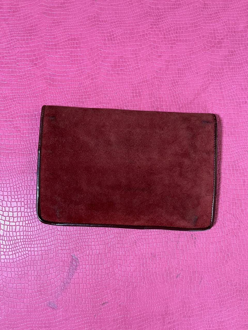 Vintage 80s Burgundy Envelope Clutch