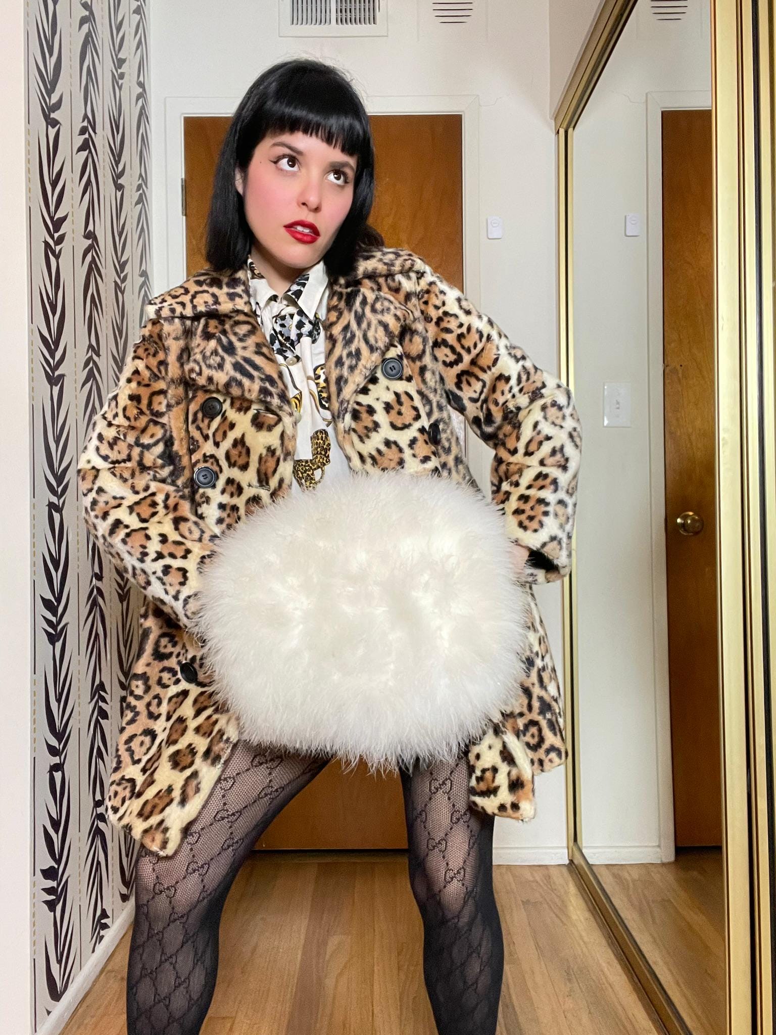 Vintage 50s 60s Dead Stock White Marabou Feather Hand Muffler