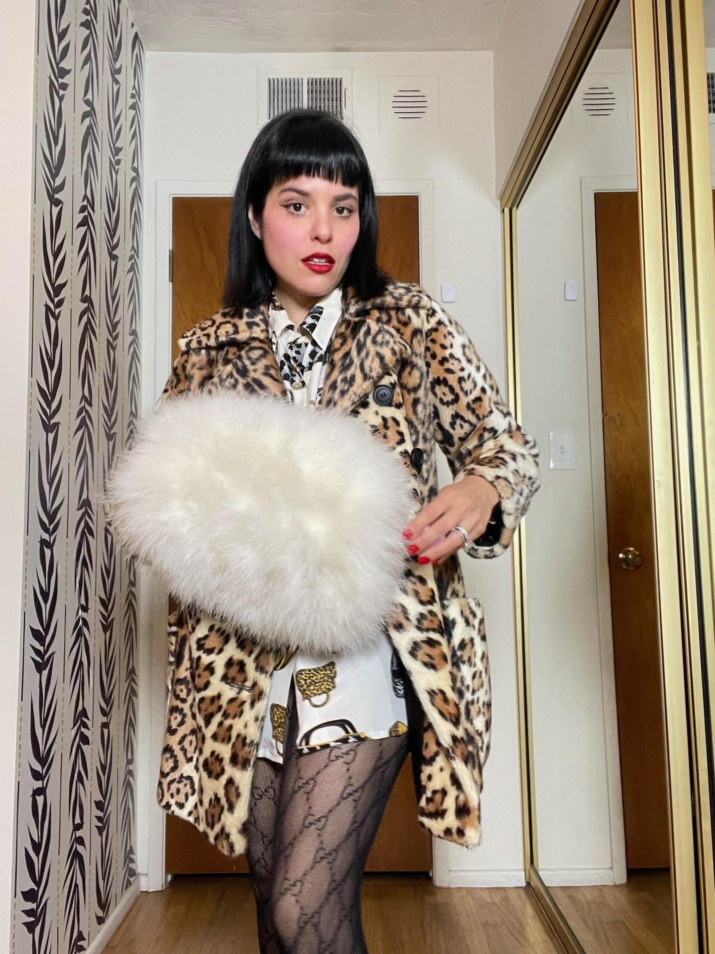 Vintage 50s 60s Dead Stock White Marabou Feather Hand Muffler