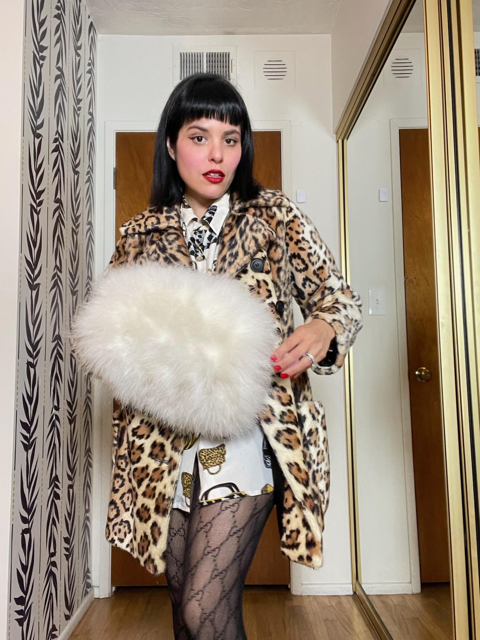 Vintage 50s 60s Dead Stock White Marabou Feather Hand Muffler