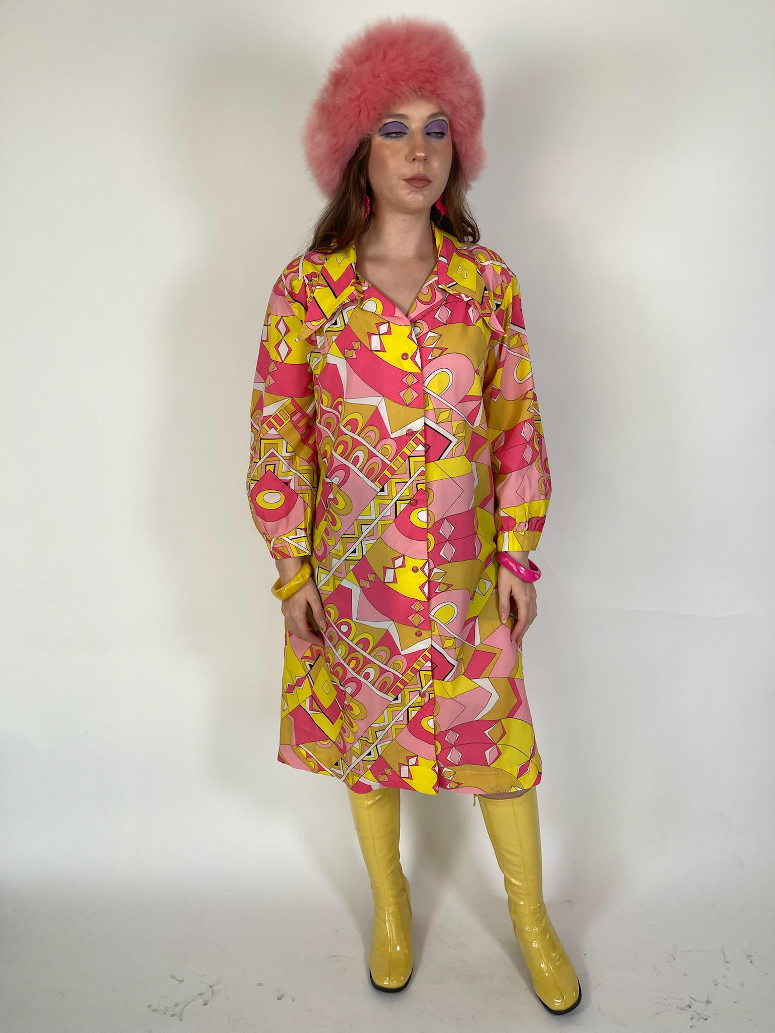 Vintage 60s "Model's Coat" Pucci Vibes Duster - Fits Most Sizes
