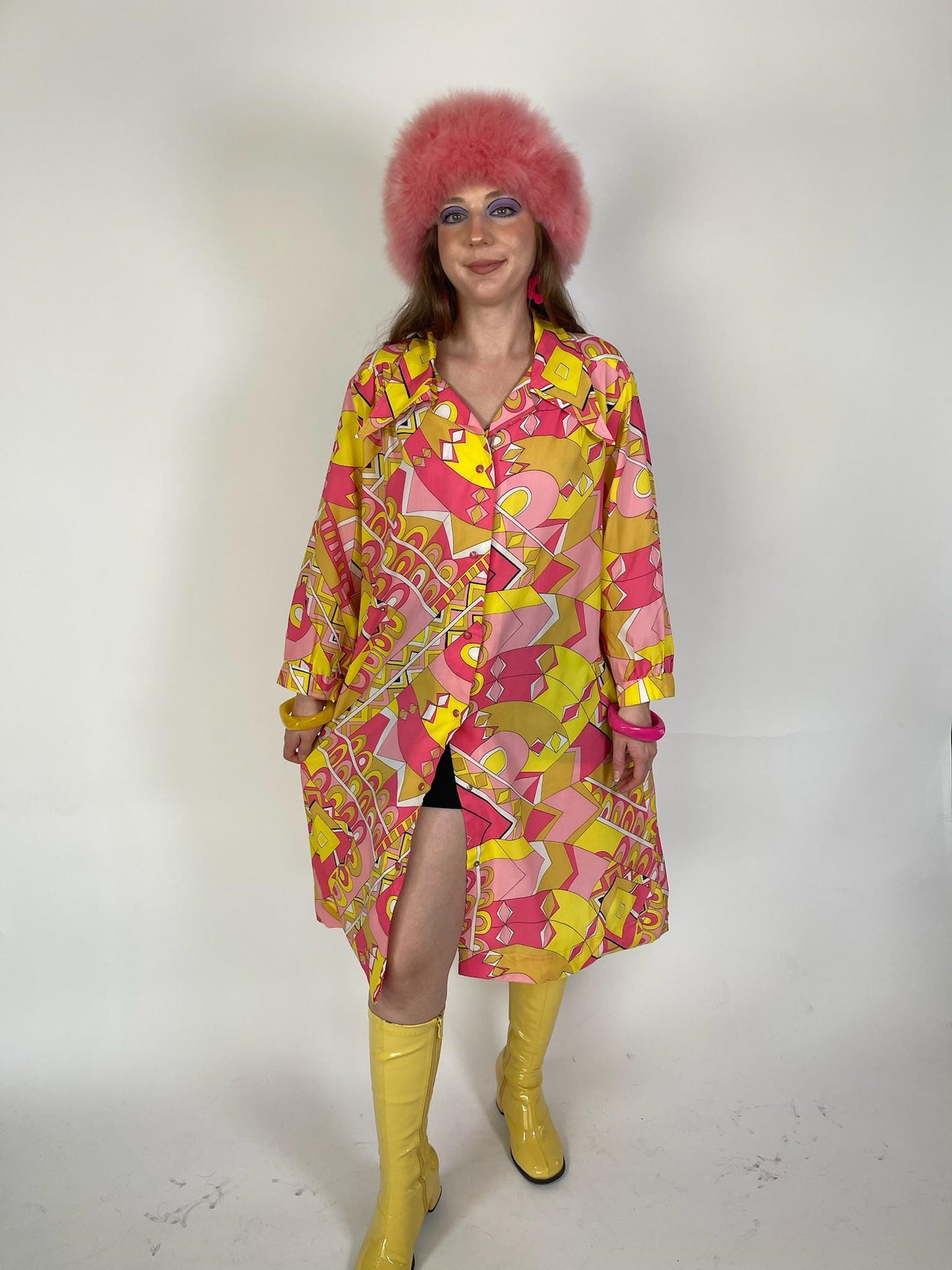 Vintage 60s "Model's Coat" Pucci Vibes Duster - Fits Most Sizes