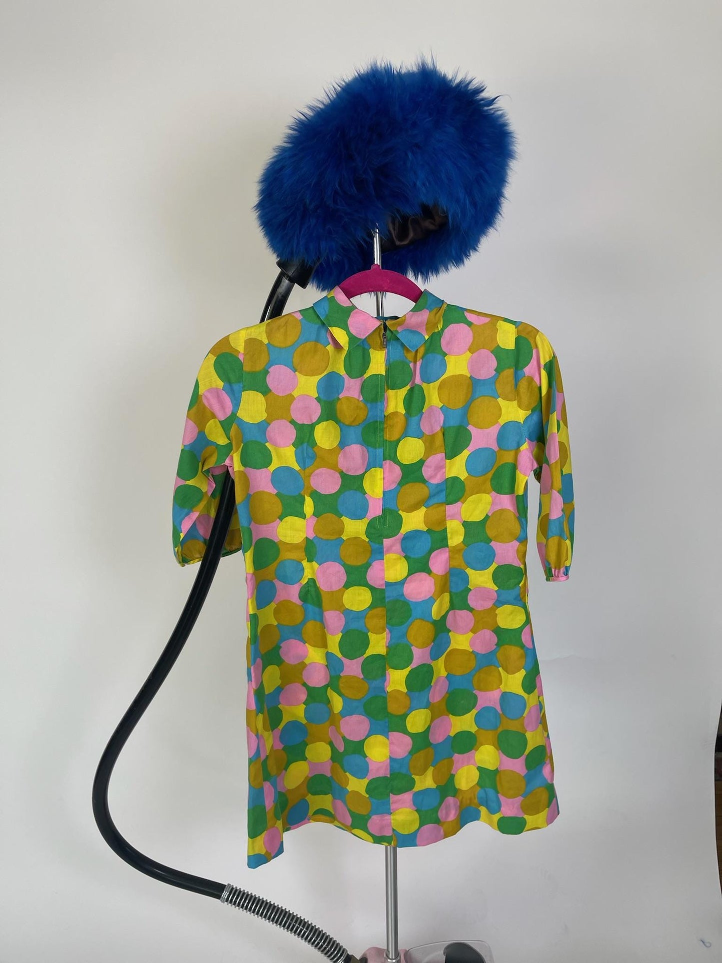 Vintage 60s Polka Dot Cotton Dress - Fits Size XS-S