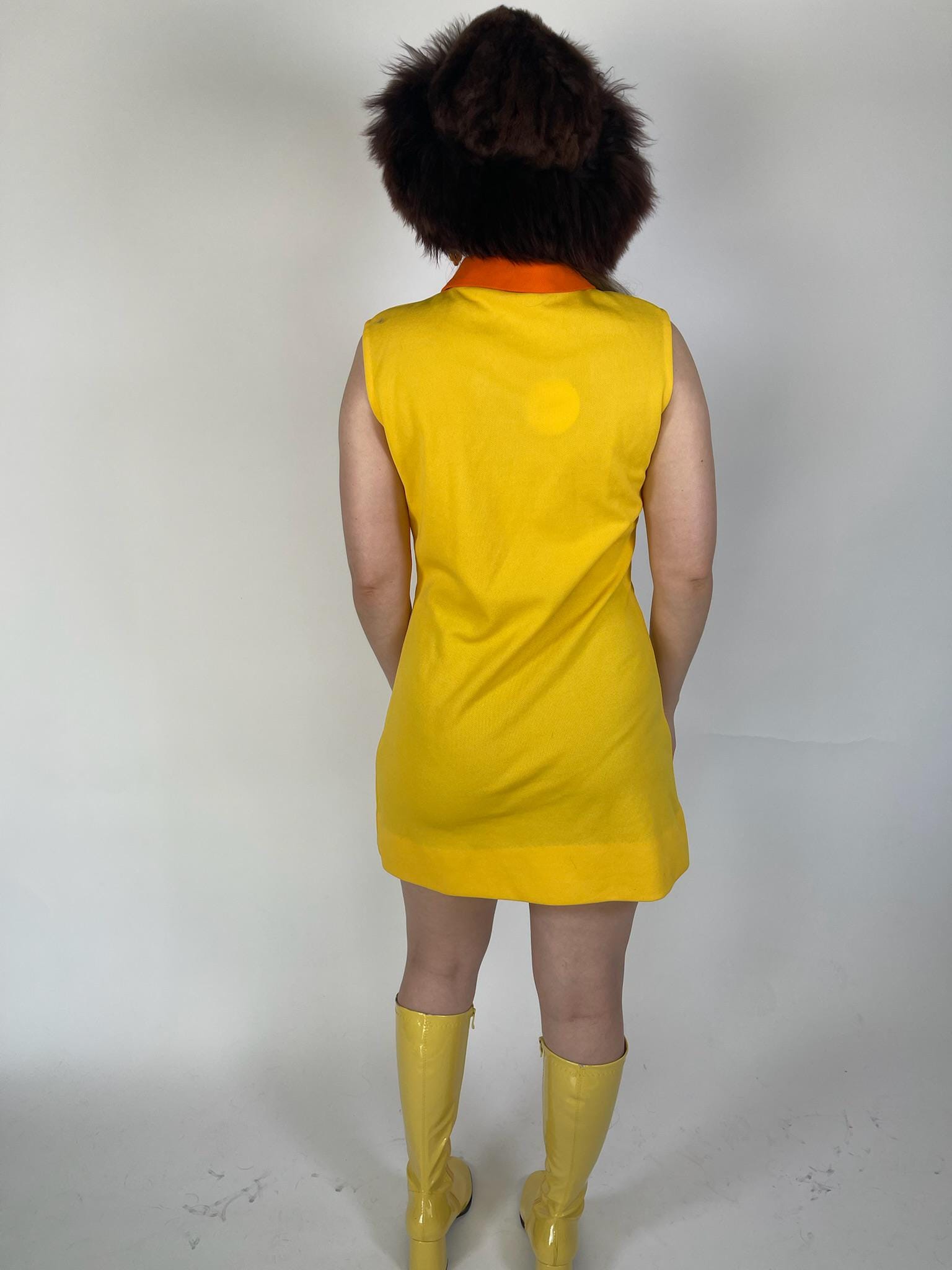 Vintage 60s 70s "Cos Cob" Yellow And Orange Dress - Fits Size XS-M