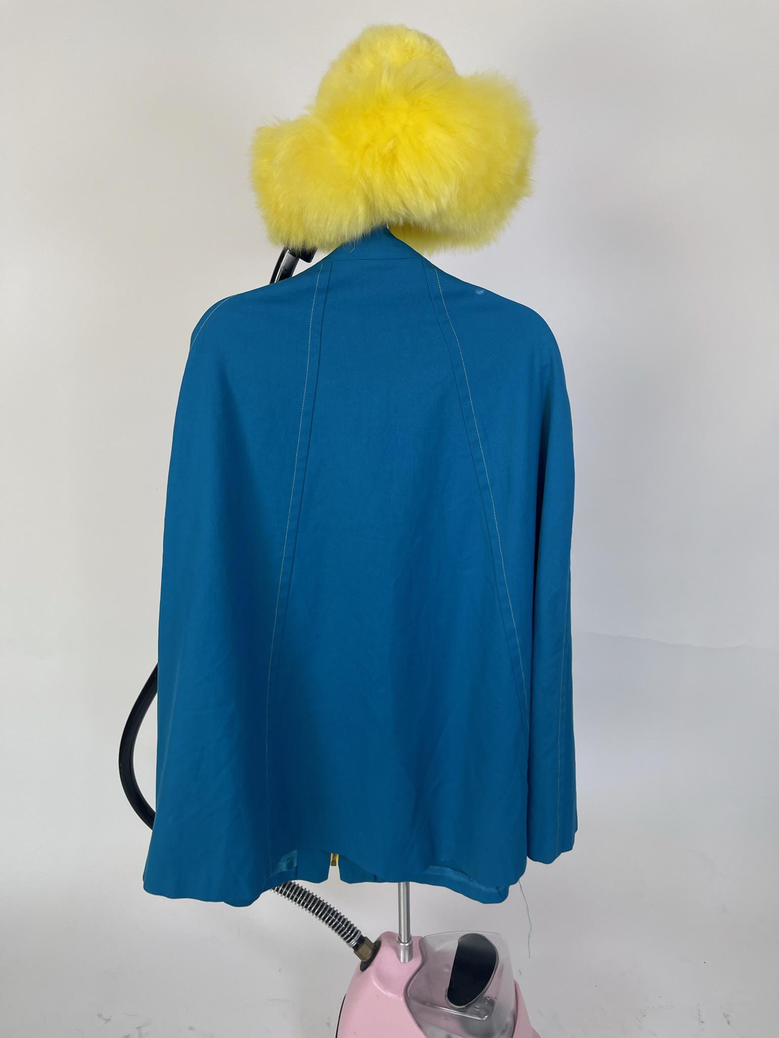 Vintage 60s Blue Poncho Cape - Fits Most Sizes