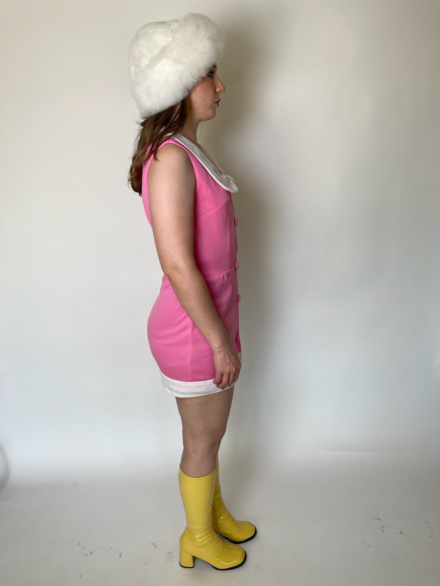 Vintage 60s "Randy Fuentes Manila" Pink Peter Pan Collar Dress - Fits Size XS-S