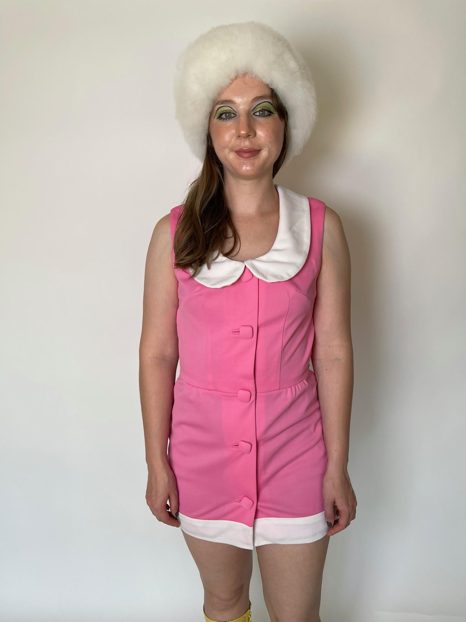 Vintage 60s "Randy Fuentes Manila" Pink Peter Pan Collar Dress - Fits Size XS-S