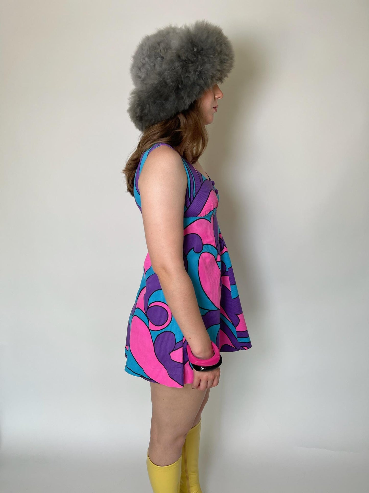 Vintage 60s "Malama Hawaii" Blue Pink & Purple Mini Dress - Fits Size XS-S