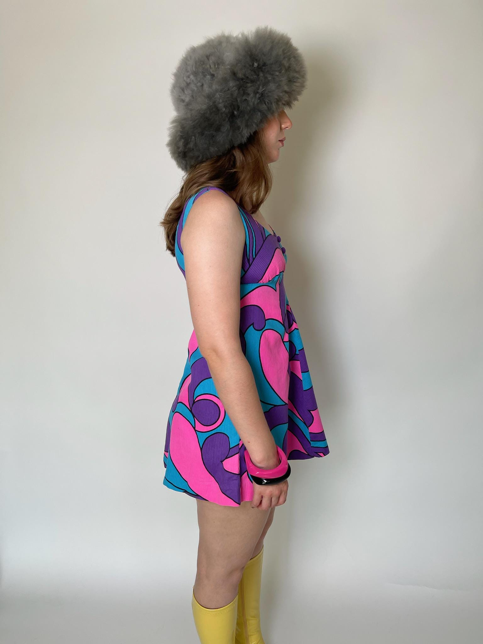 Vintage 60s "Malama Hawaii" Blue Pink & Purple Mini Dress - Fits Size XS-S