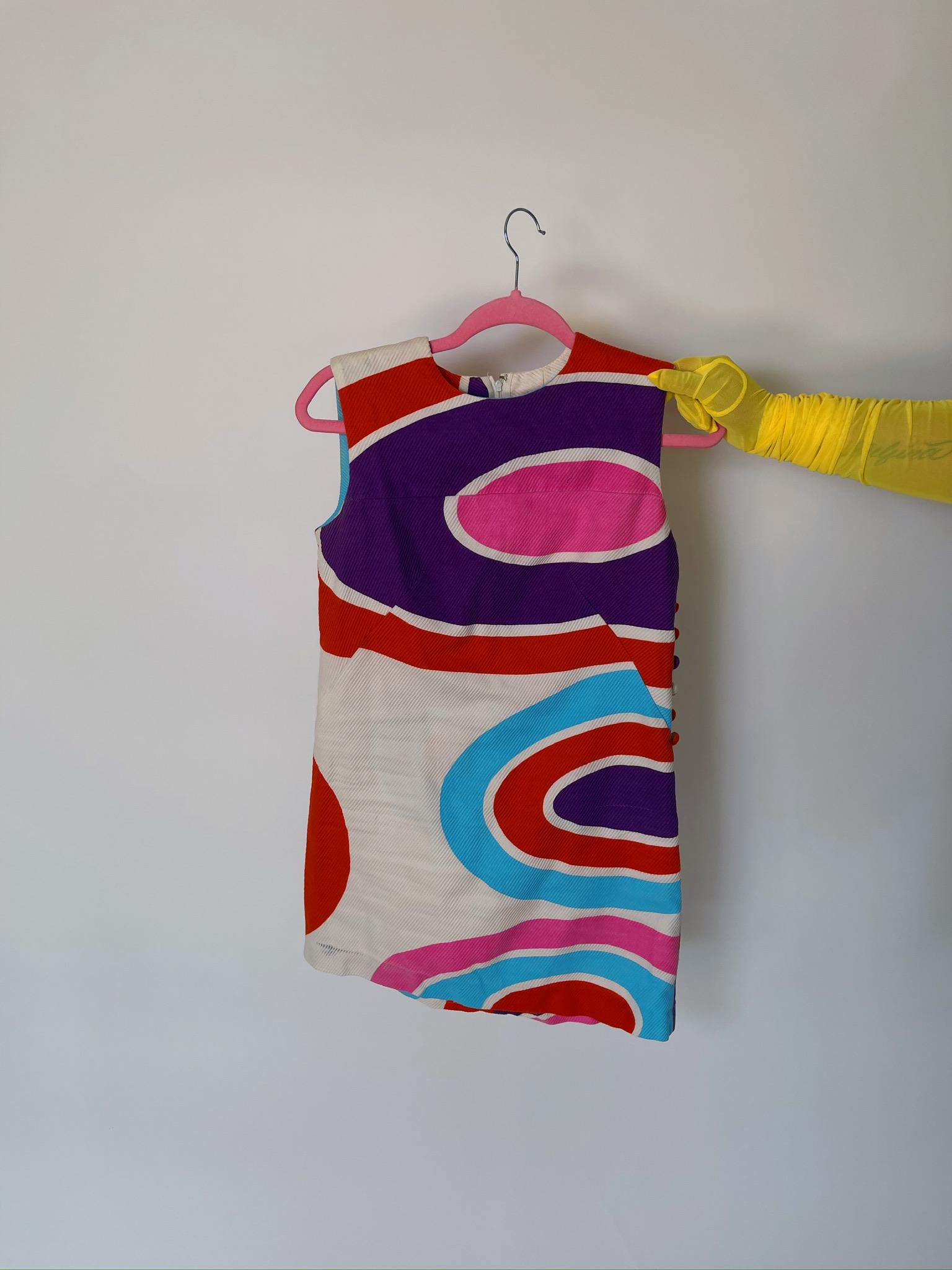 Vintage 60s "Malia Honolulu" Psychedelic Circle Print Mini Dress - Fits Size XS-S