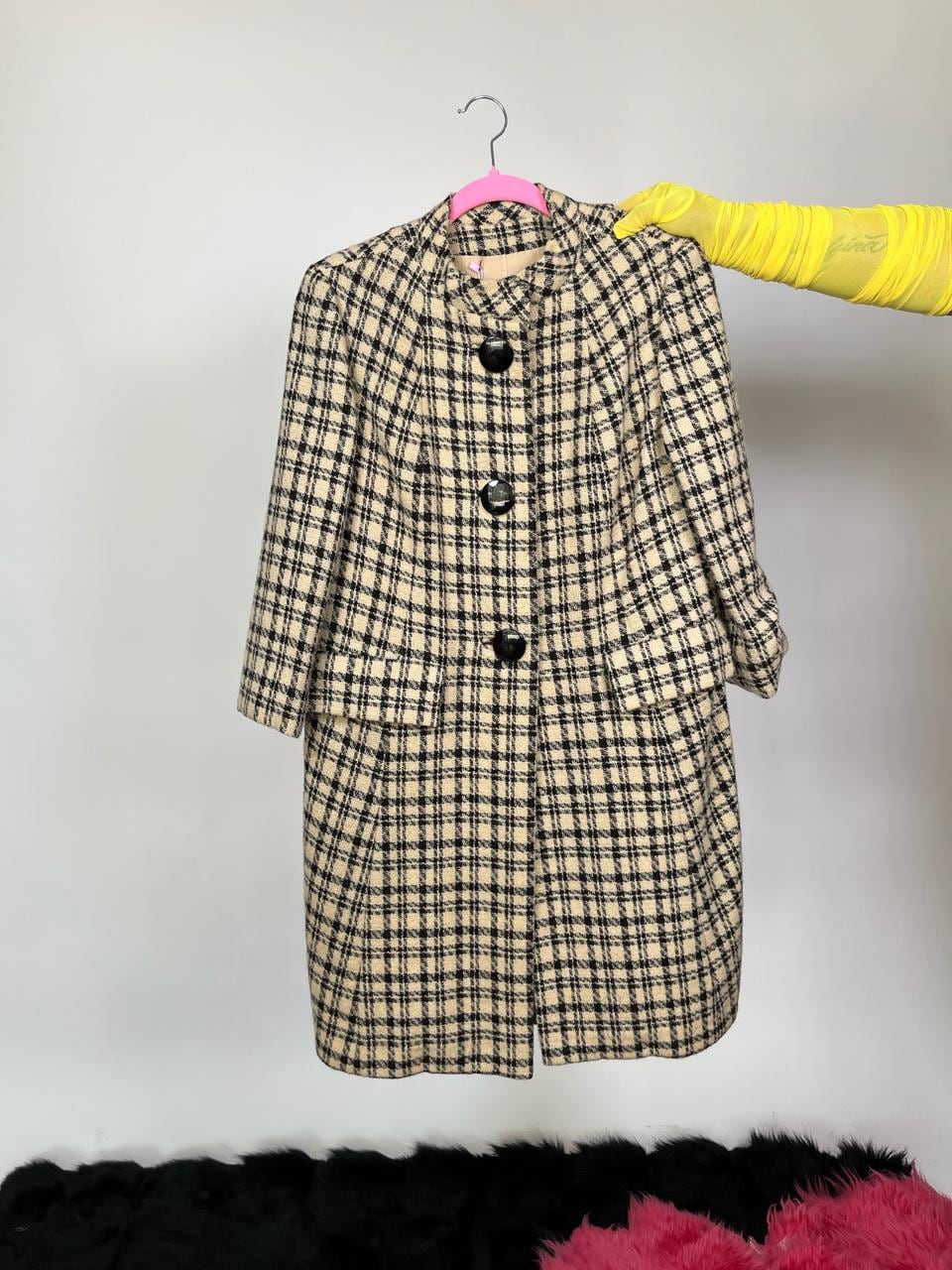 Vintage 60s Black and Tan Swing Coat - Fits Size S-M, Possibly L