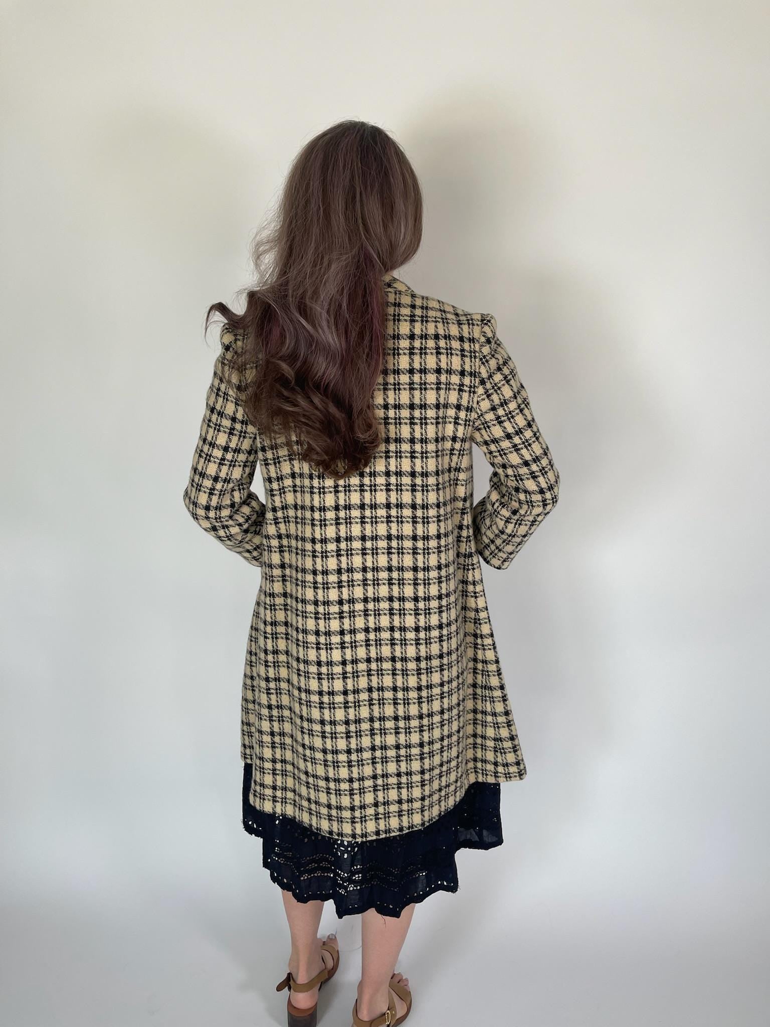 Vintage 60s Black and Tan Swing Coat - Fits Size S-M, Possibly L