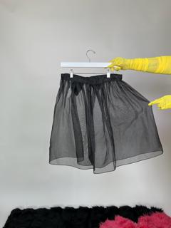 Vintage 80s Black Sheer Organza Overskirt - Fits Size M