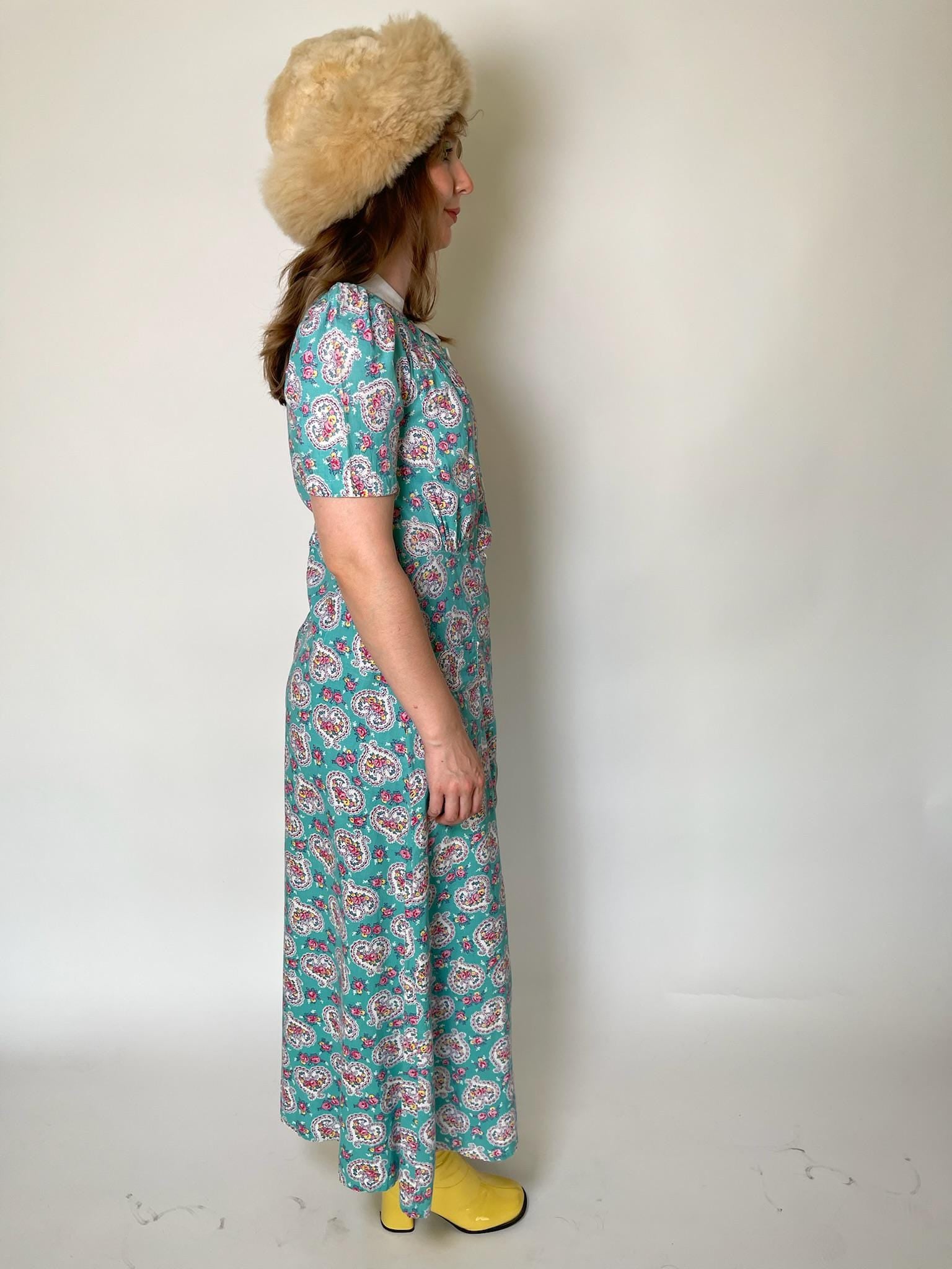 Vintage 40s 50s Pajama Cotton Jumpsuit - fits size S-M, Possibly L