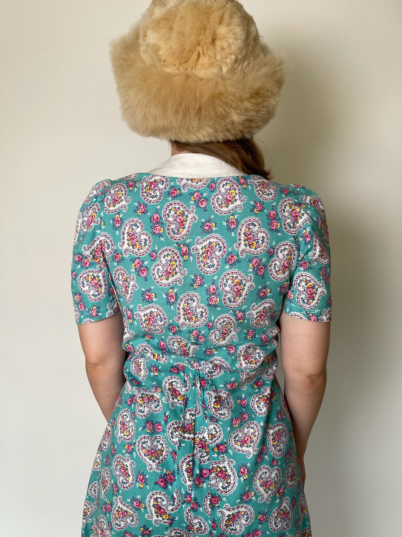 Vintage 40s 50s Pajama Cotton Jumpsuit - fits size S-M, Possibly L