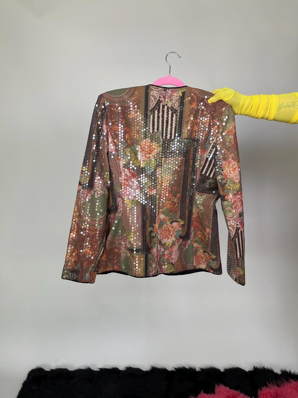 Vintage 70s "Sally Musto's" Sequin Art Print Jacket - Fits Size s-M, Possibly L