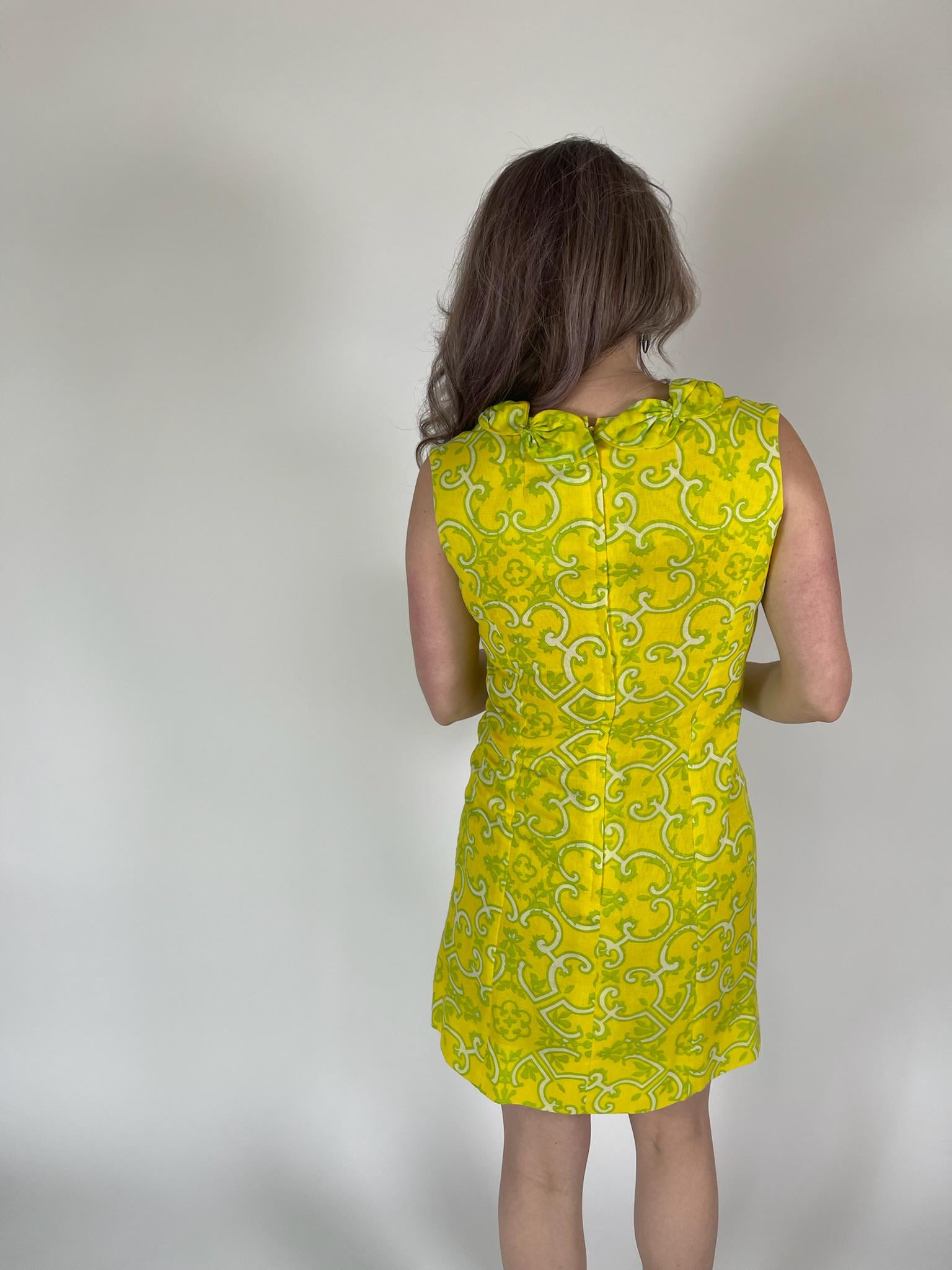 Vintage 60s "Lisa Cobb for Saks Fifth Avenue" Yellow Hat and Dress Set - Fits Size XS-S