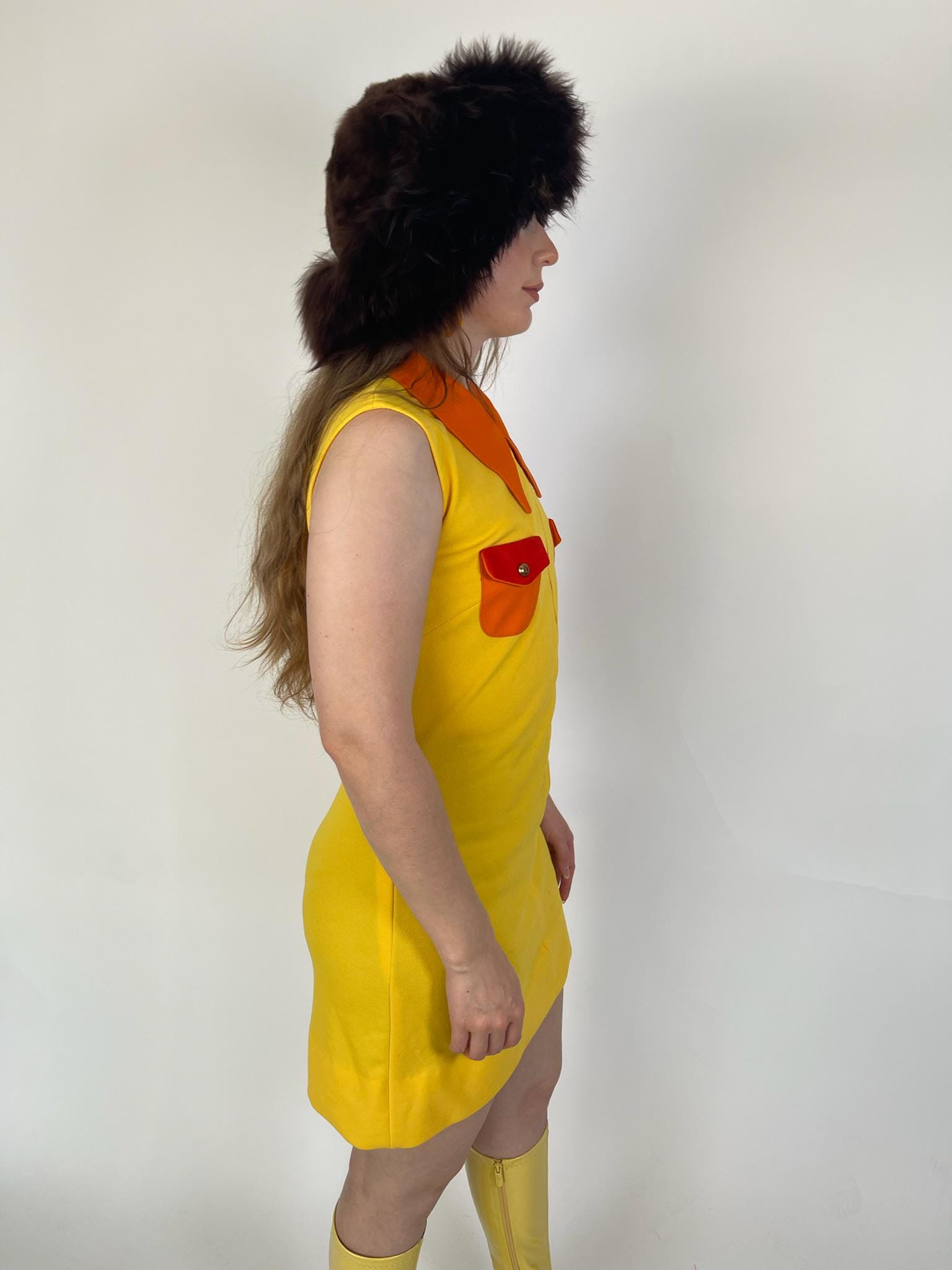 Vintage 60s 70s "Cos Cob" Yellow And Orange Dress - Fits Size XS-M