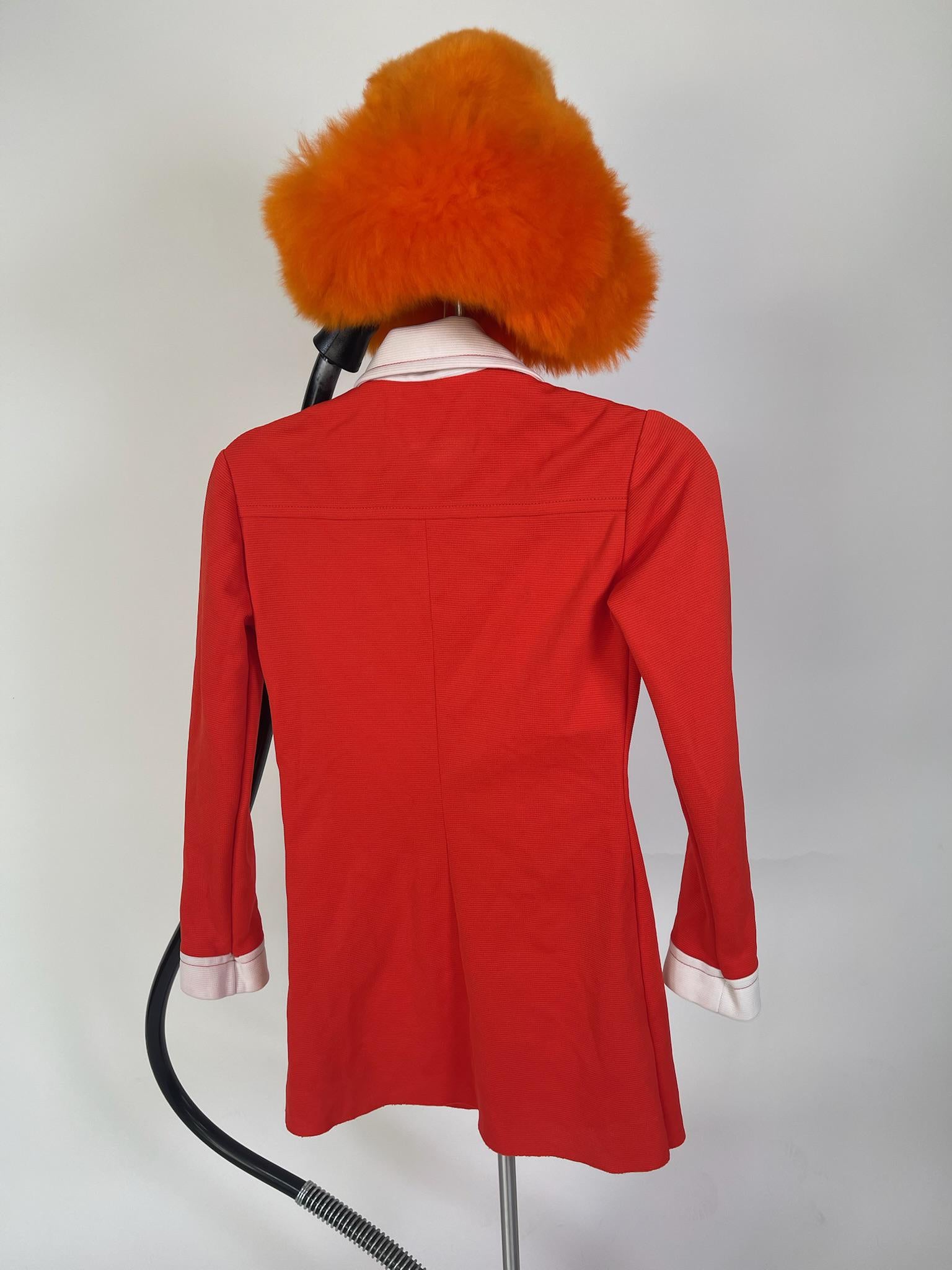 Vintage 60s 70s Red And White Dagger Collar Mini Dress - Fits Size XS-S, Possible M