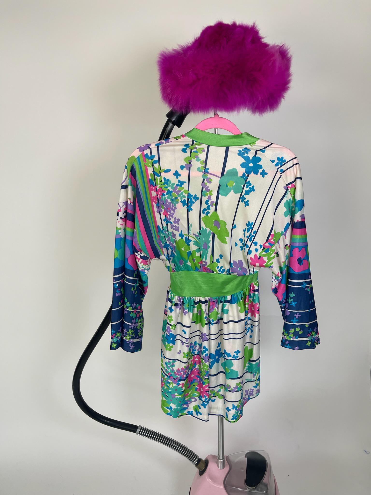 Vintage 60s 70s "Marc" Flower Print Dress - Fits Size XS-M, Possibly L