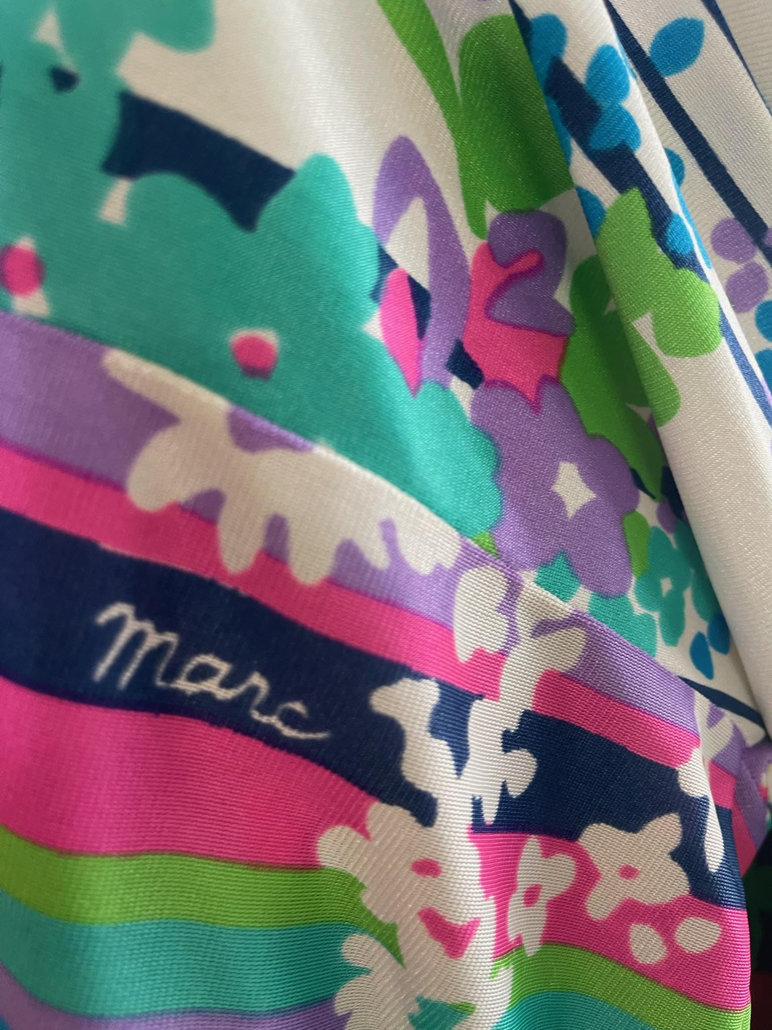 Vintage 60s 70s "Marc" Flower Print Dress - Fits Size XS-M, Possibly L
