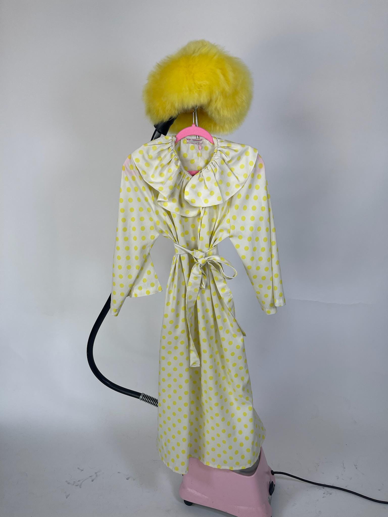 Vintage 60s "Rudi Gernreich" Yellow Polka Dot Dress - Fits Most Sizes