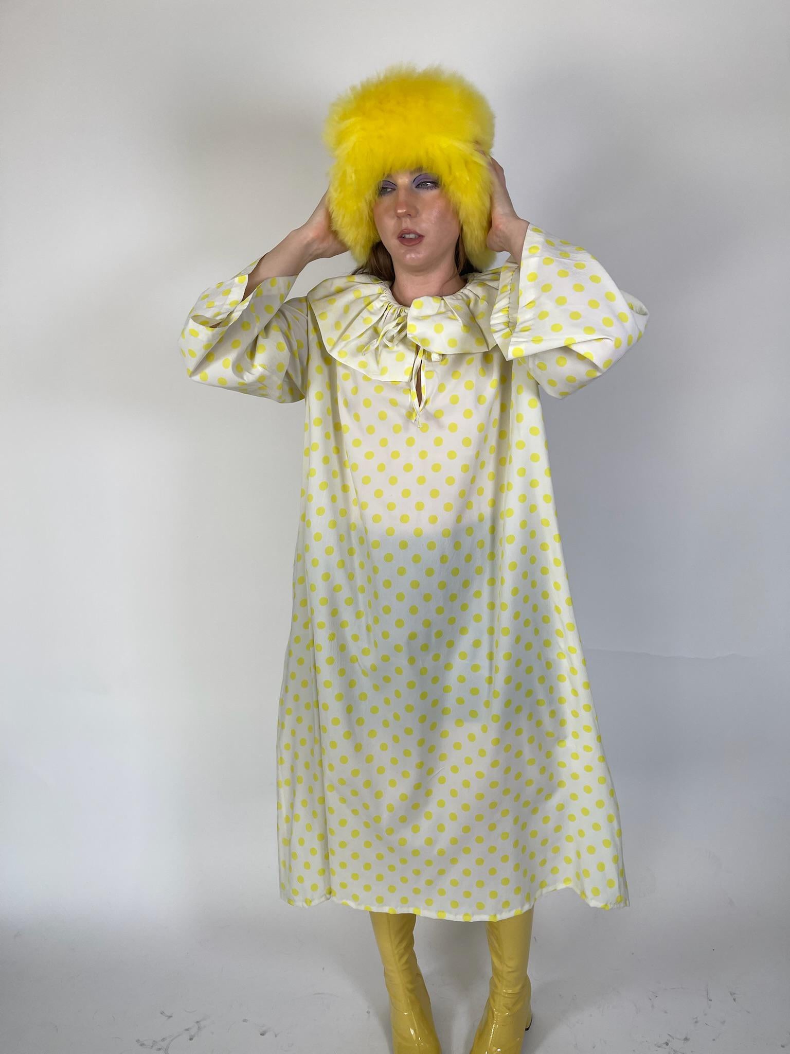 Vintage 60s "Rudi Gernreich" Yellow Polka Dot Dress - Fits Most Sizes