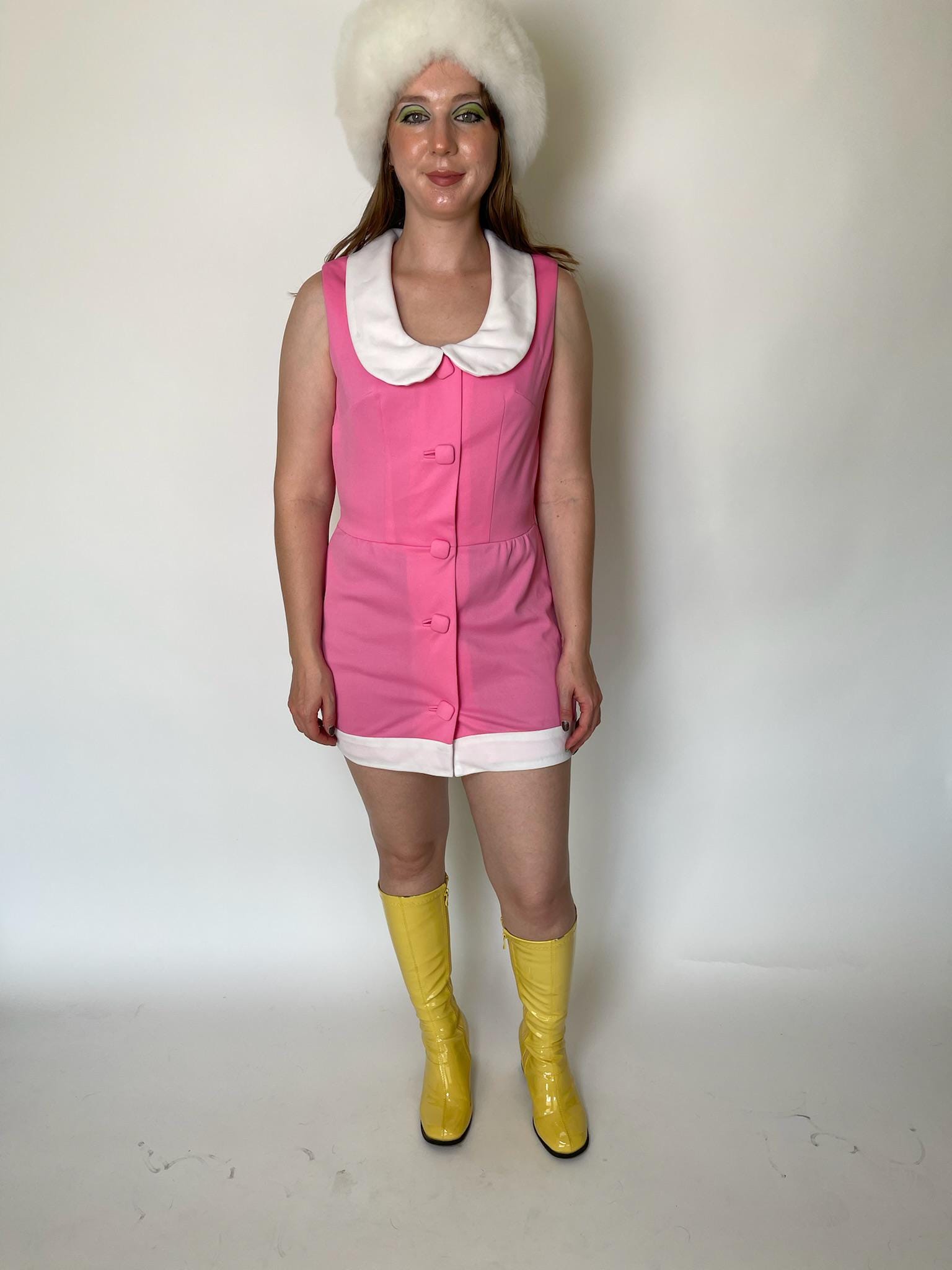 Vintage 60s "Randy Fuentes Manila" Pink Peter Pan Collar Dress - Fits Size XS-S