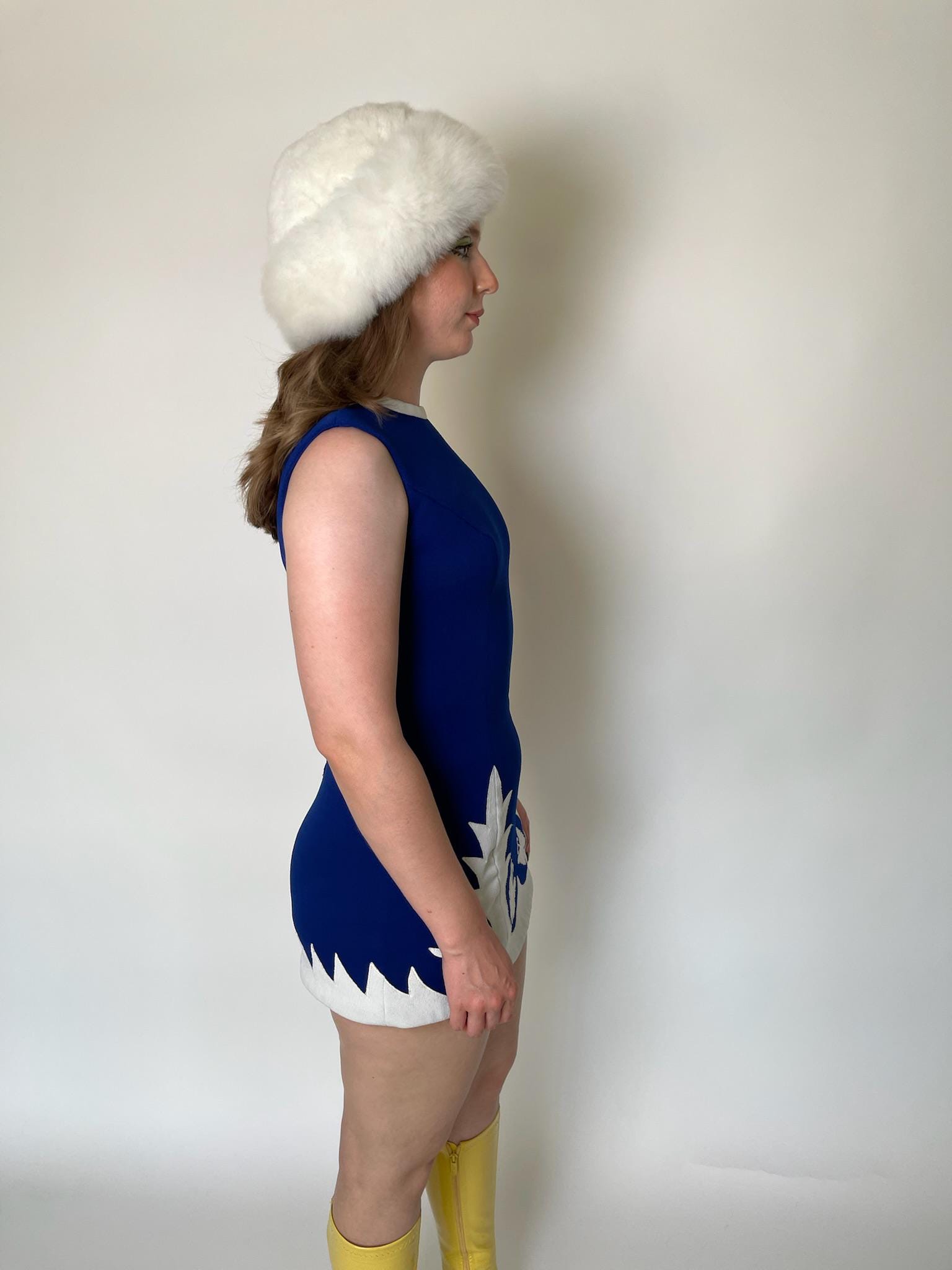 Vintage 60s Blue And White Tunic Dress - Fits Size XS