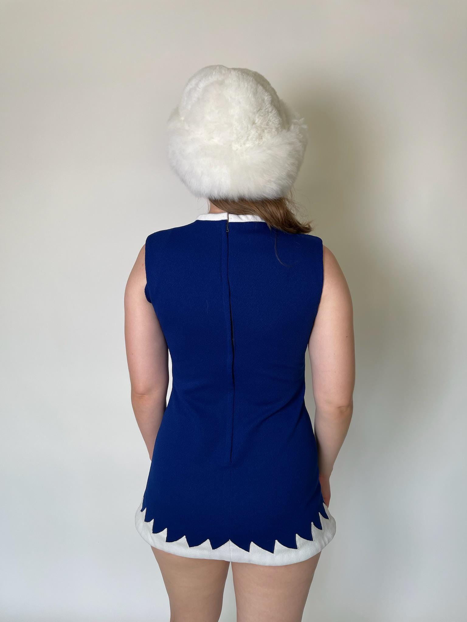 Vintage 60s Blue And White Tunic Dress - Fits Size XS