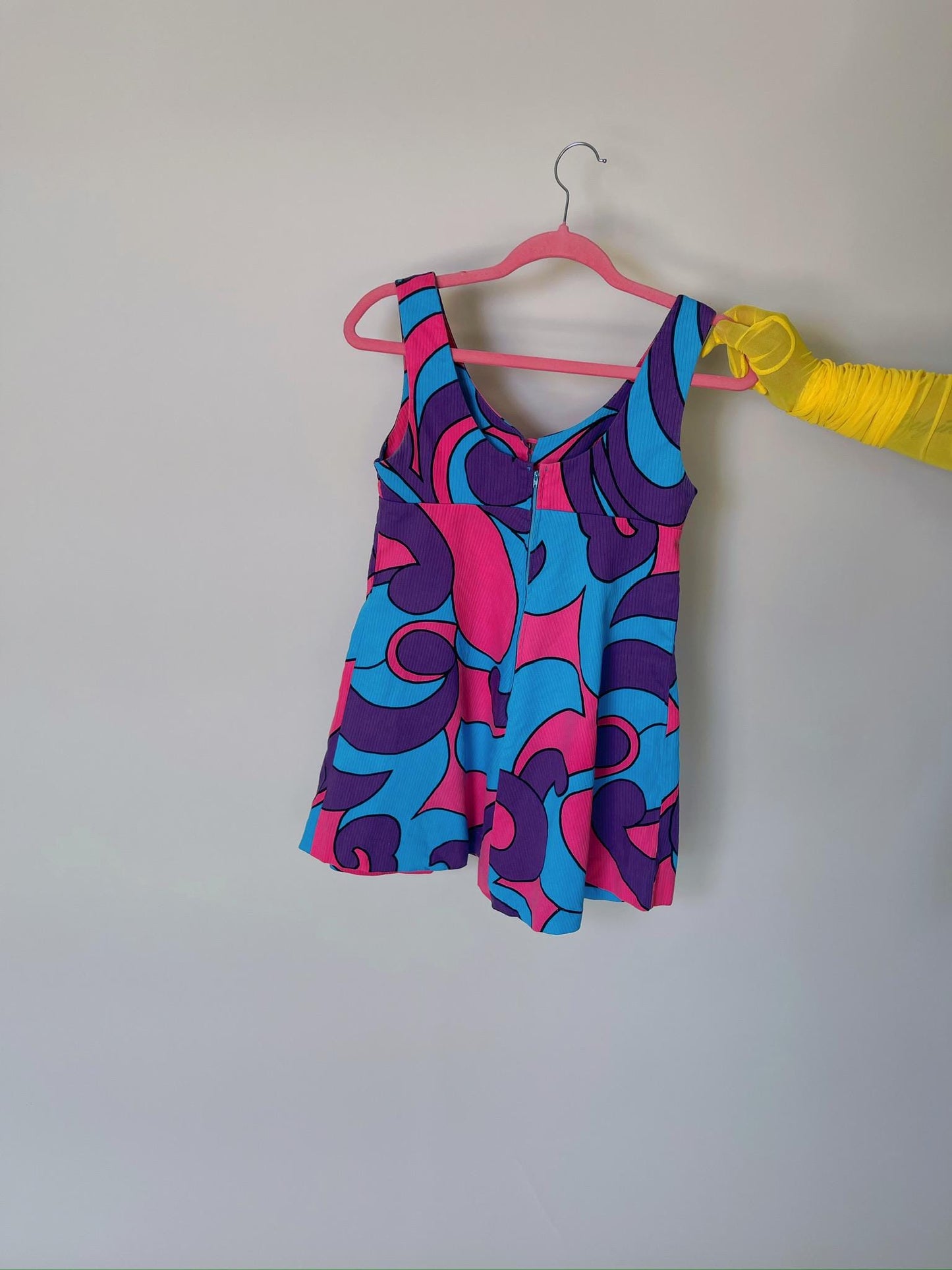 Vintage 60s "Malama Hawaii" Blue Pink & Purple Mini Dress - Fits Size XS-S