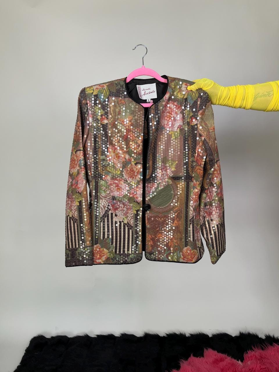 Vintage 70s "Sally Musto's" Sequin Art Print Jacket - Fits Size s-M, Possibly L