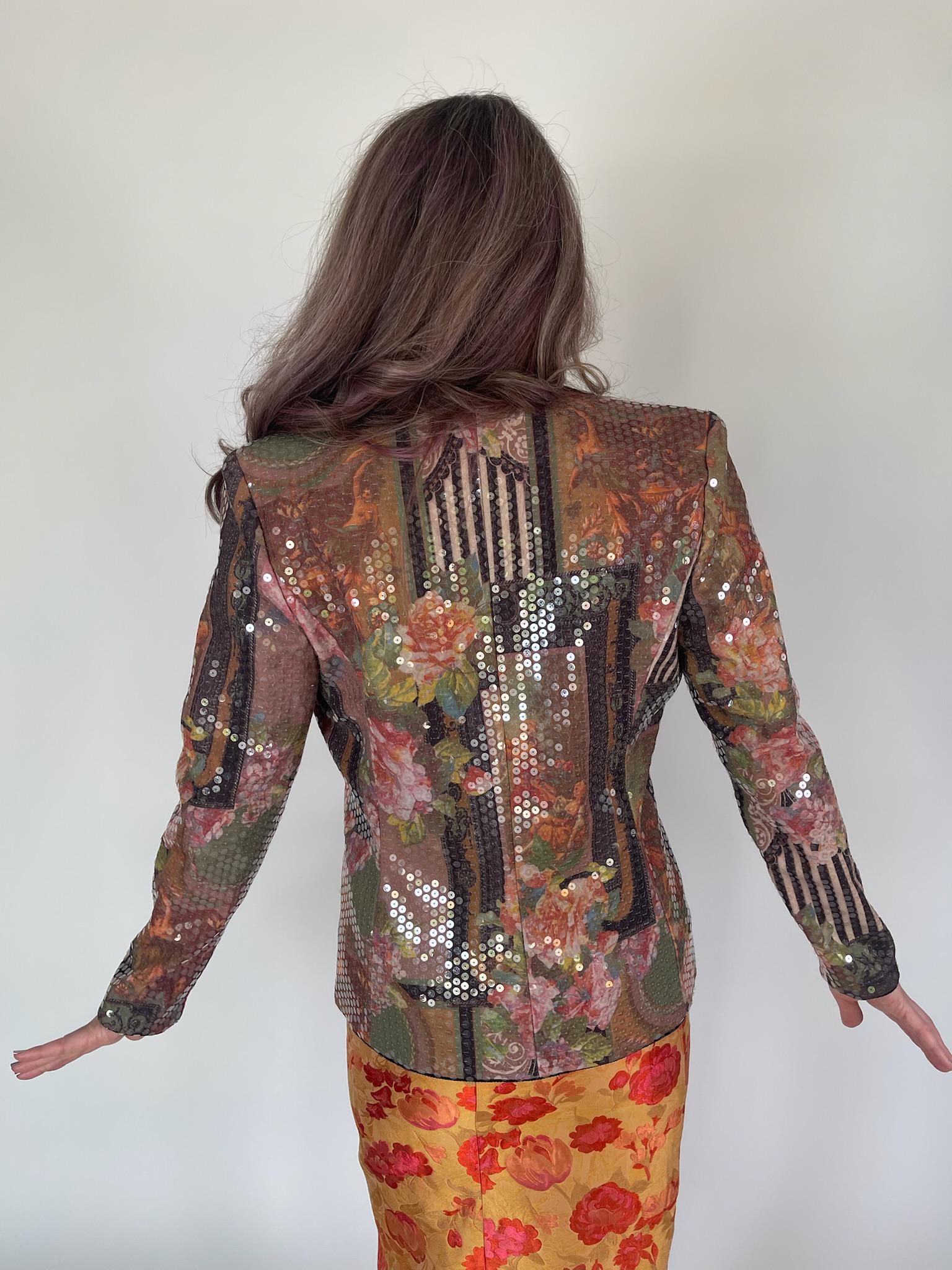 Vintage 70s "Sally Musto's" Sequin Art Print Jacket - Fits Size s-M, Possibly L