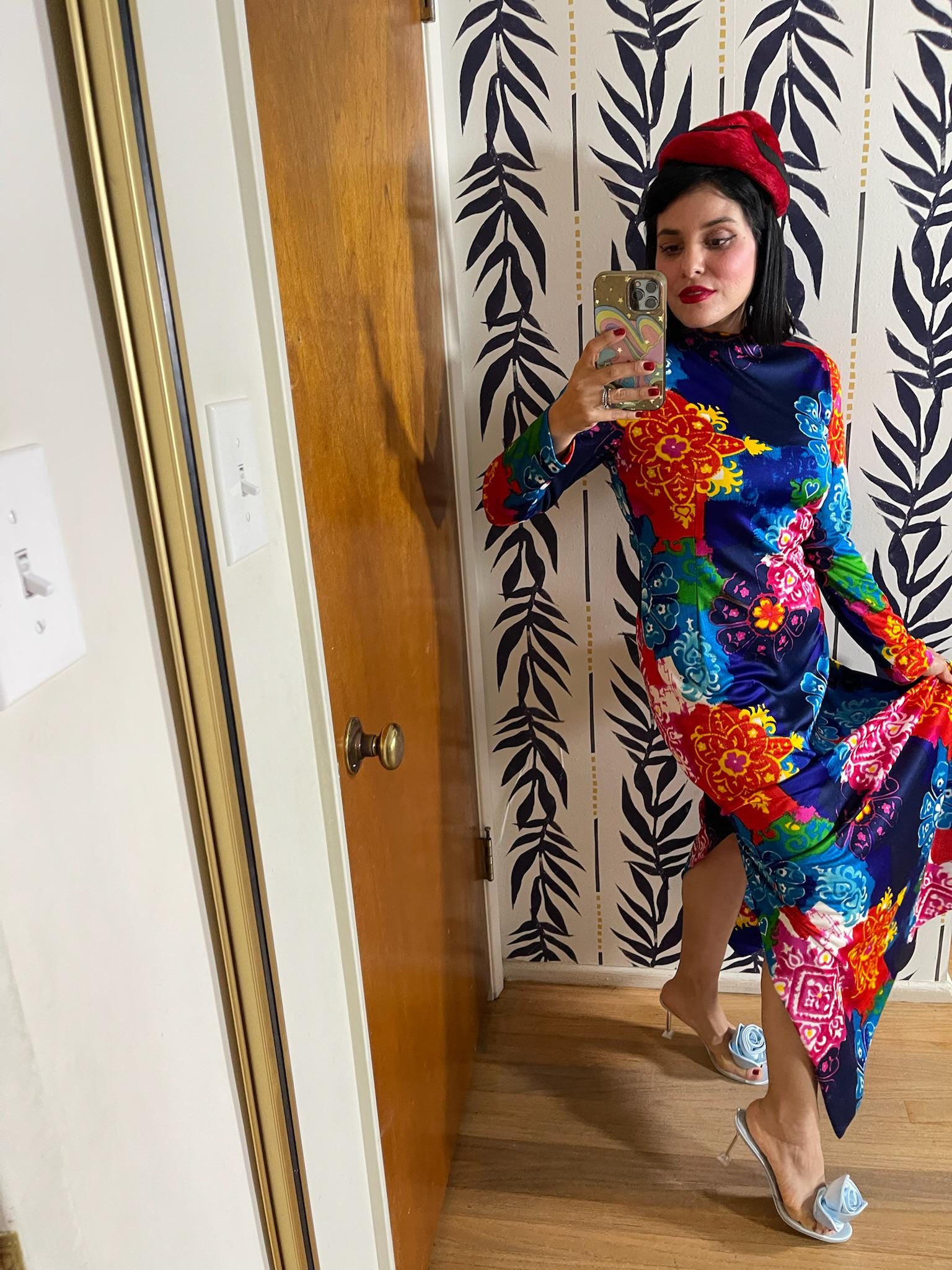 Vintage 70s "Collector's Items by Anne Fogarty" Multicolored Long Sleeve Maxi Dress - Fits Size S-L
