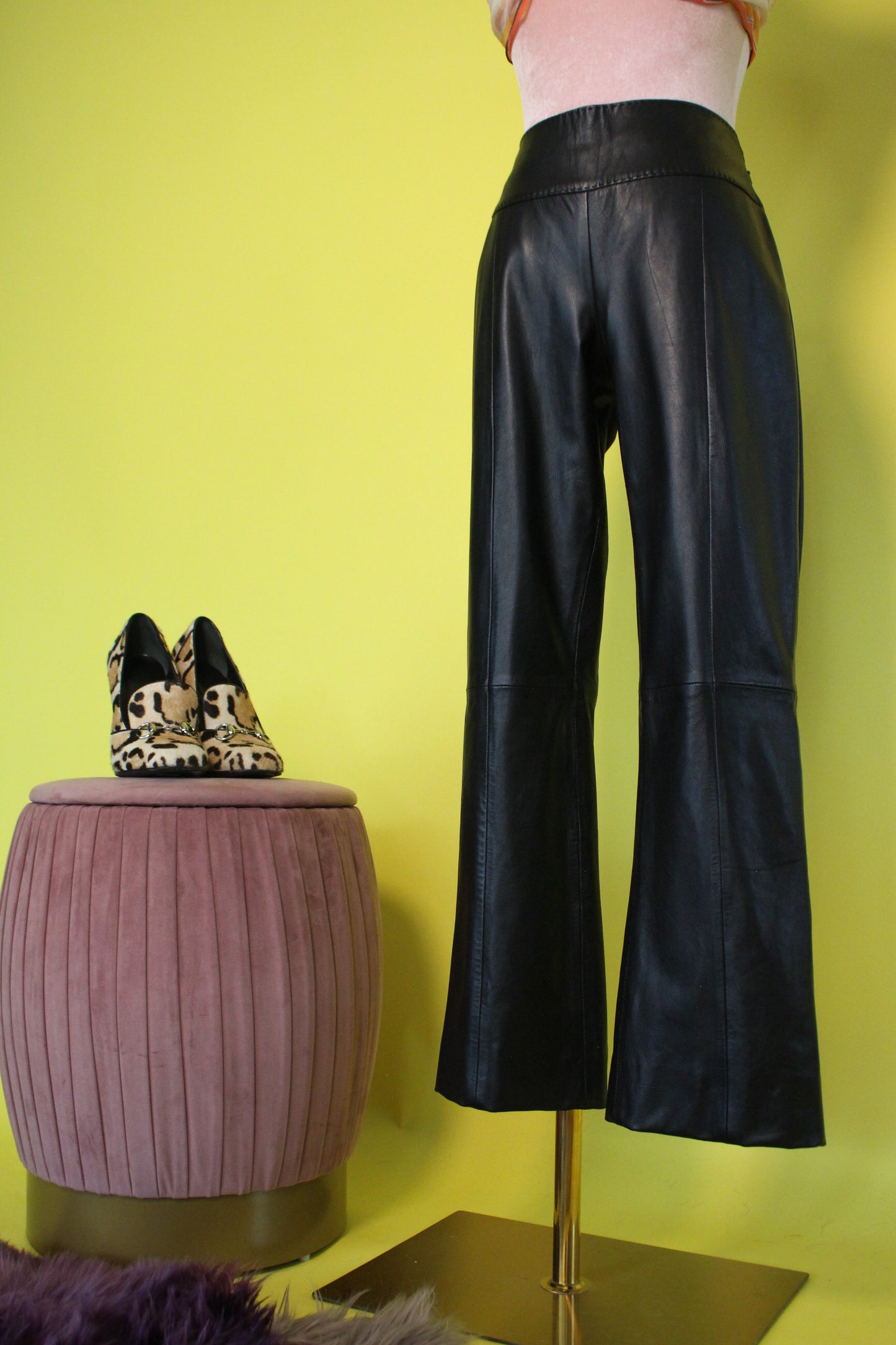 Vintage 80s "V.Sport Too by Vakko" Black Leather Pants With Stitched Waist Band - Best Fits Size S-M