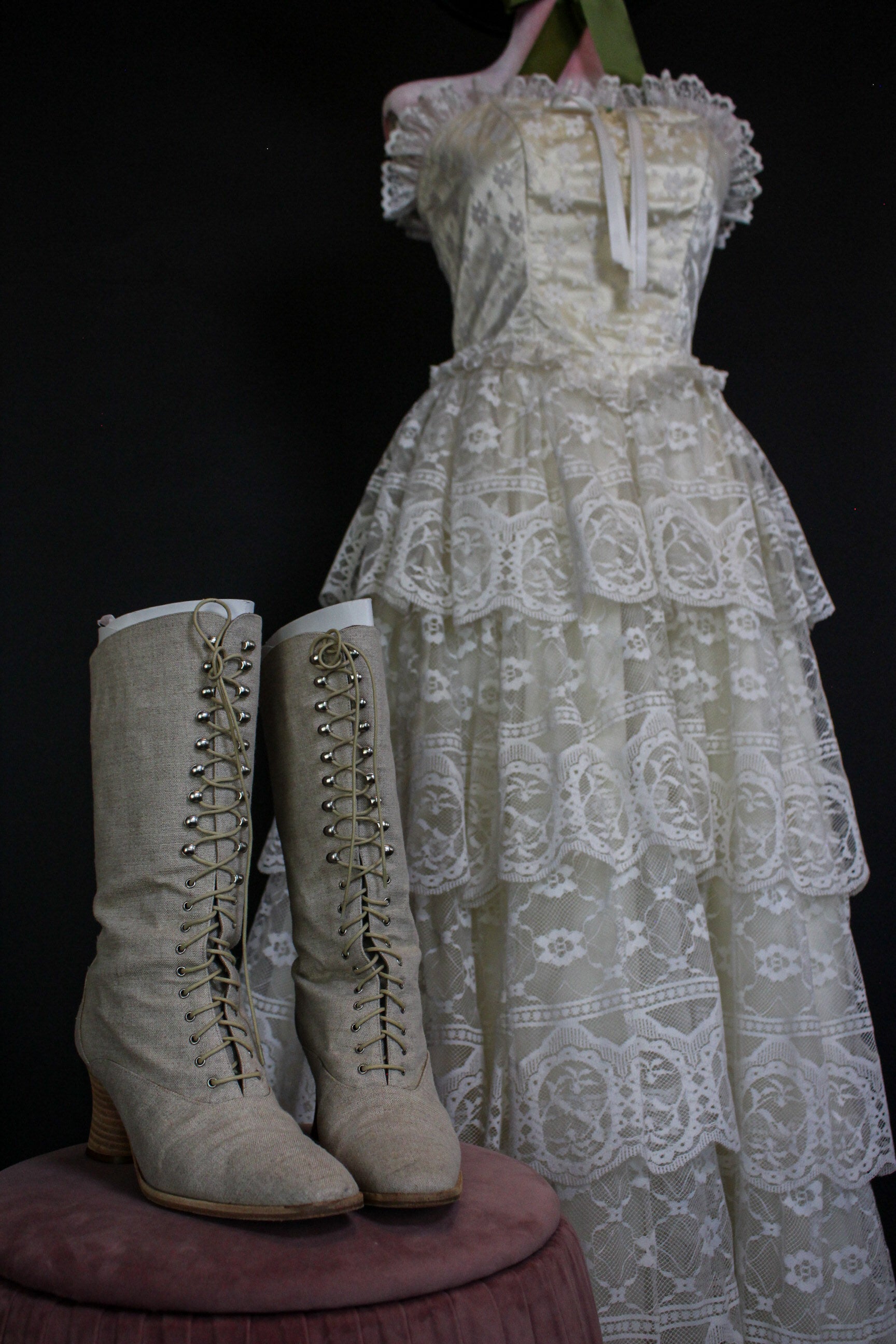 Vintage 60s Flirtations Lace Tiered Dress Best Fits Size XXS-S Vintage 60s Flirtations Lace Tiered Dress Best Fits Size XXS-S