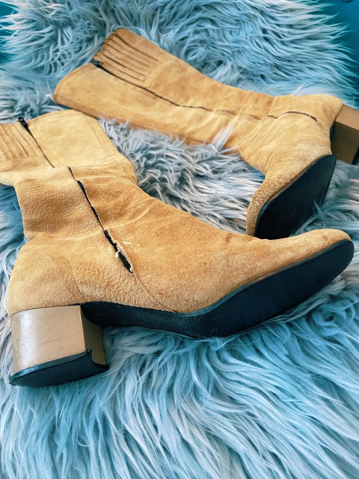 Vintage 60s Suede Leather Hush Puppies Boots US Size 6.5