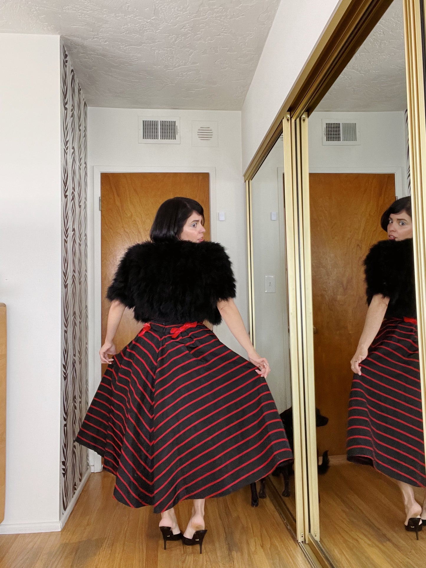 Vintage 50s / 60s Emma Domb Strapless Bow Dress Red Trim Velvet Bow Strapless Cocktail Dress Fits sizes XS-SM