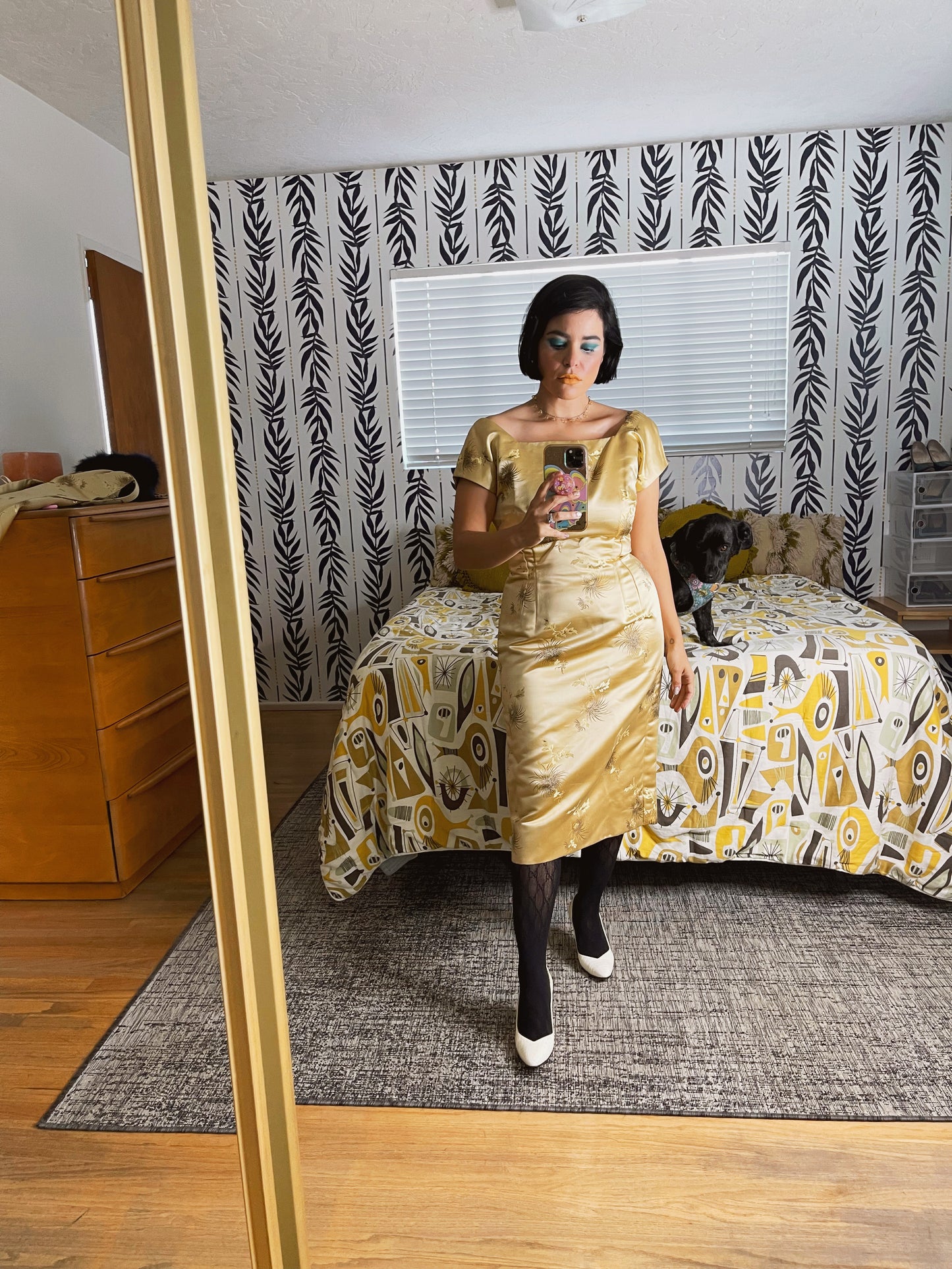 Vintage 50s Silk Custom Wiggle dress with Detachable skirt. Fits sizes XS-SM