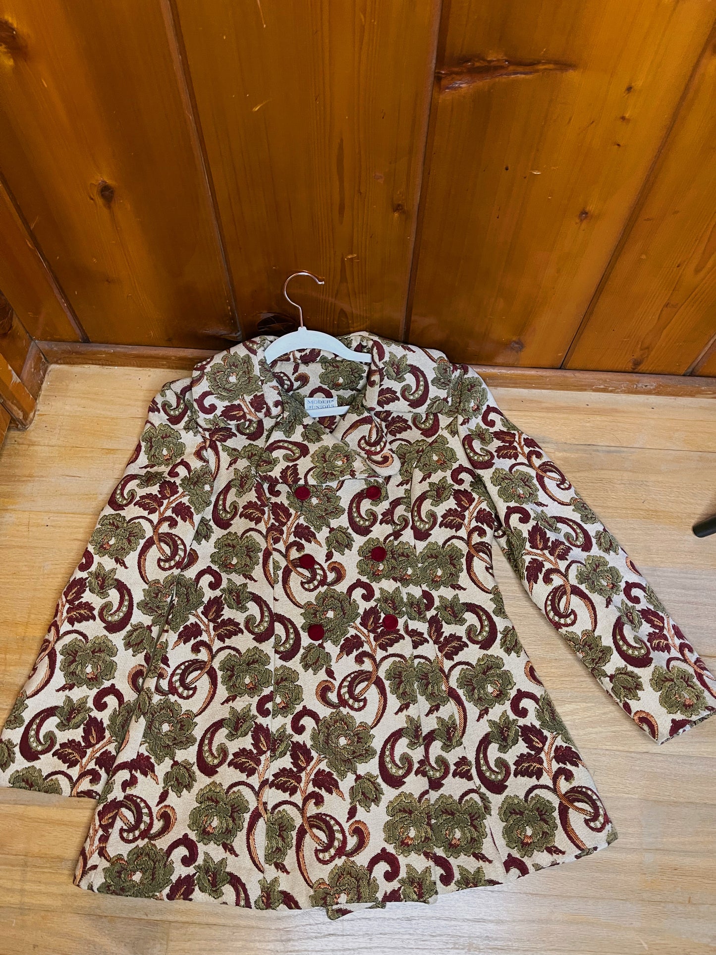 Vintage 60s Tapestry Double Breasted Coat Fits Sizes XS-SM