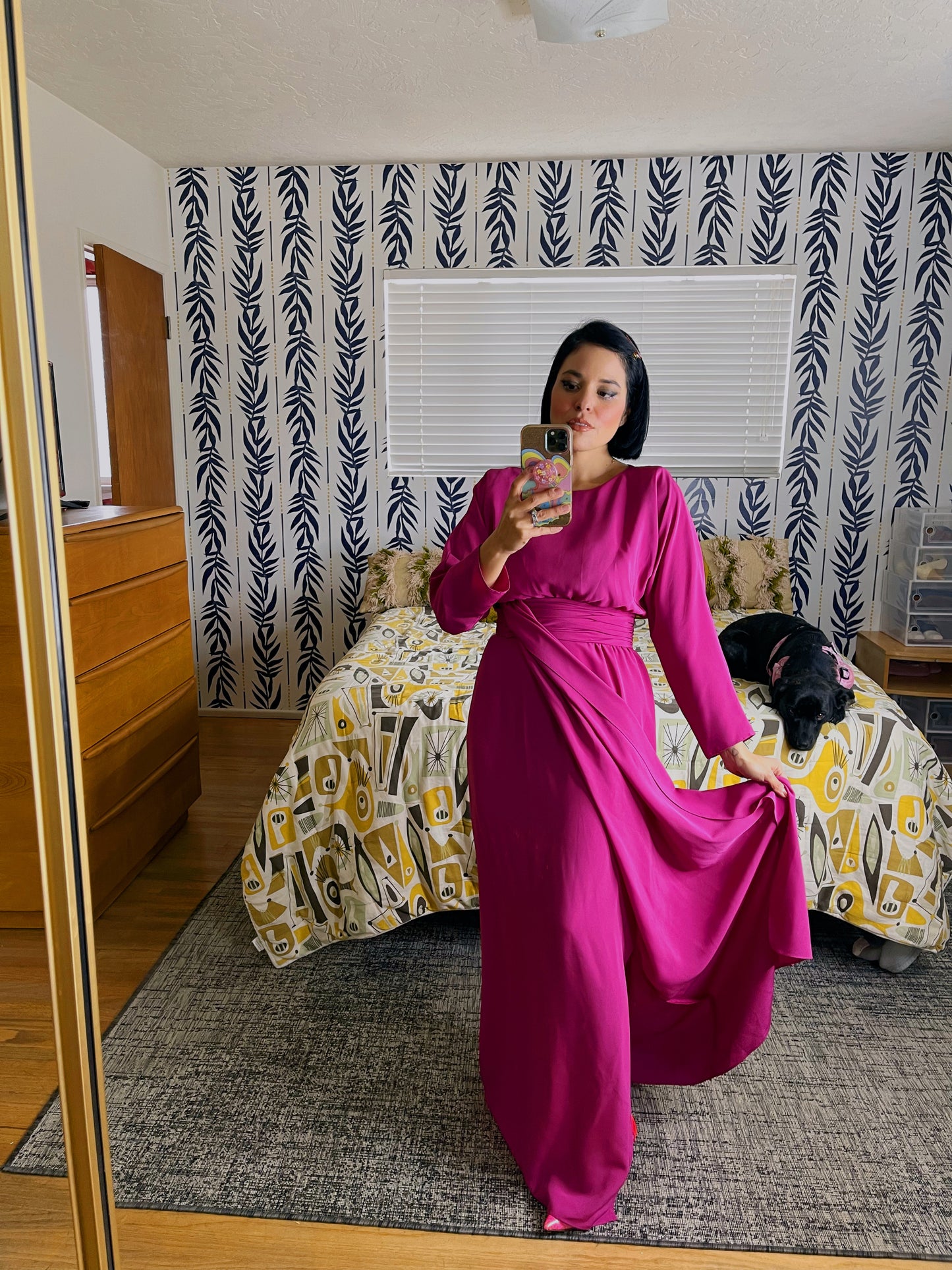 Vintage 60s / 70s Miss Elliette California Grecian Goddess Raspberry Pink Maxi Dress Fits Sizes XXS-SM