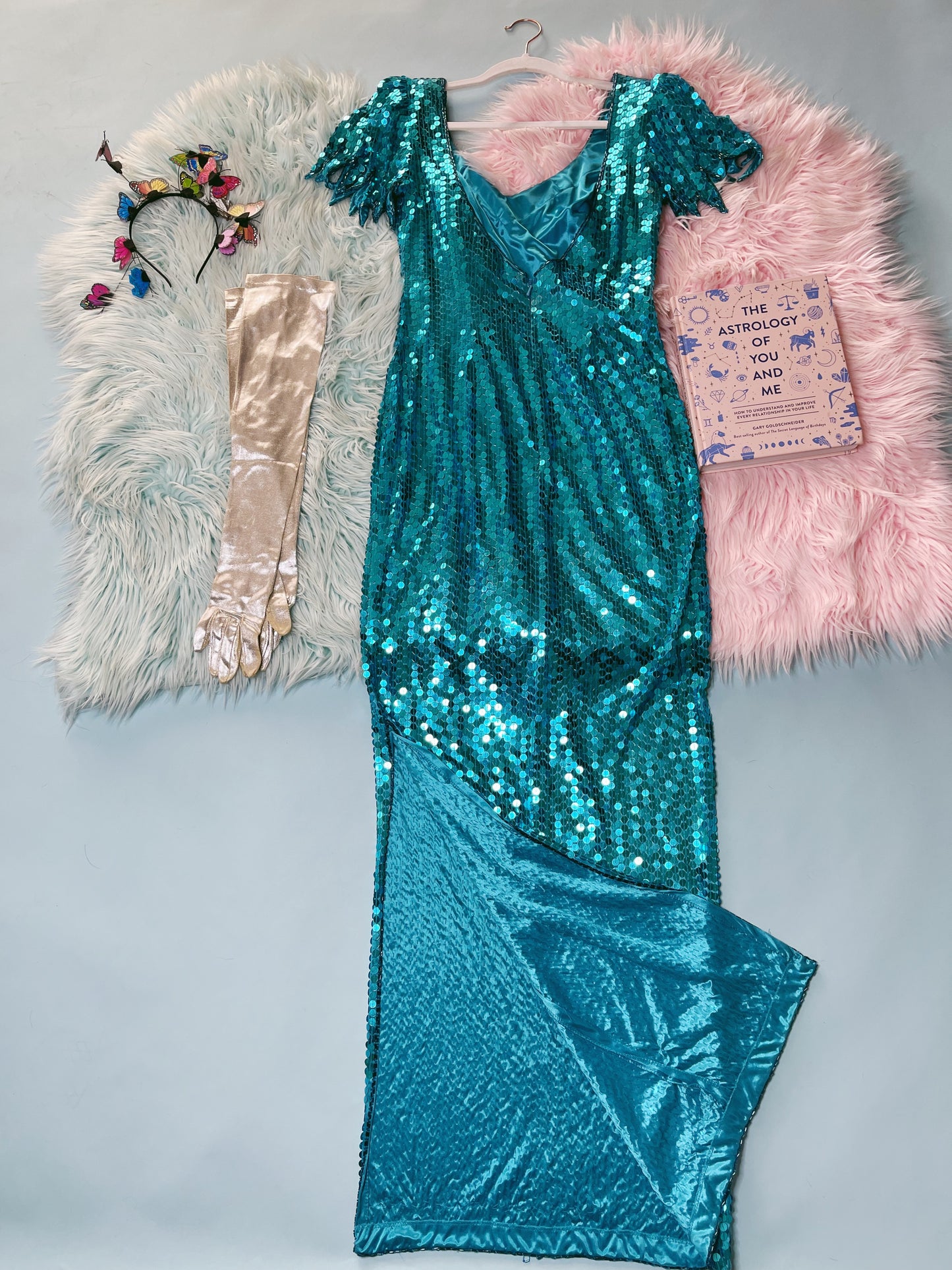 Vintage 80s "Ted Lapidus Paris" Avant Garde Teal Blue Sequins Stretchy Gown Fits Sizes S-M