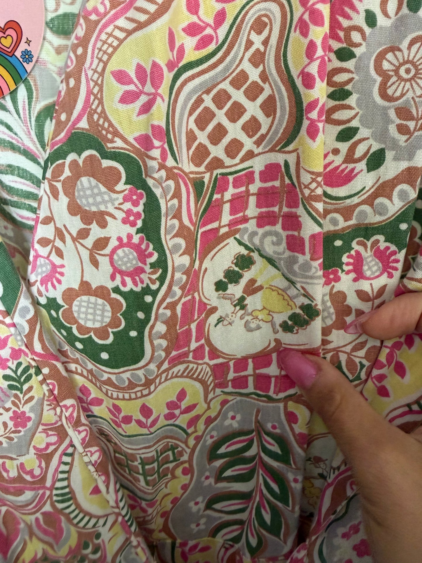 Vintage 40s Novelty Print Cotton Wrap Dress Modern Aire Fits S-L