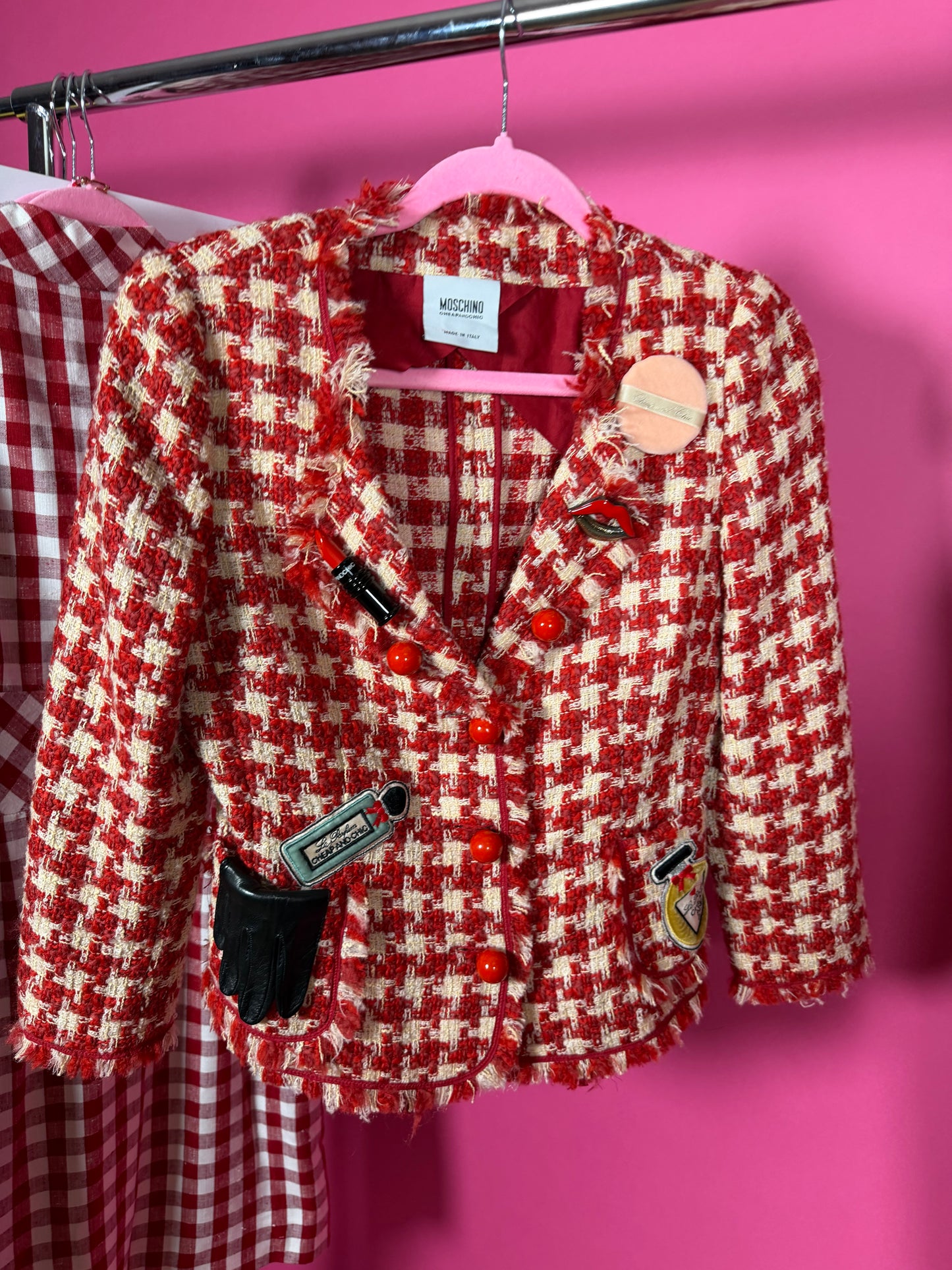 Vintage “Moschino Cheap & Chic” Made in Italy Houndstooth Novelty Makeup Suit Fits XS-SM Possible size M