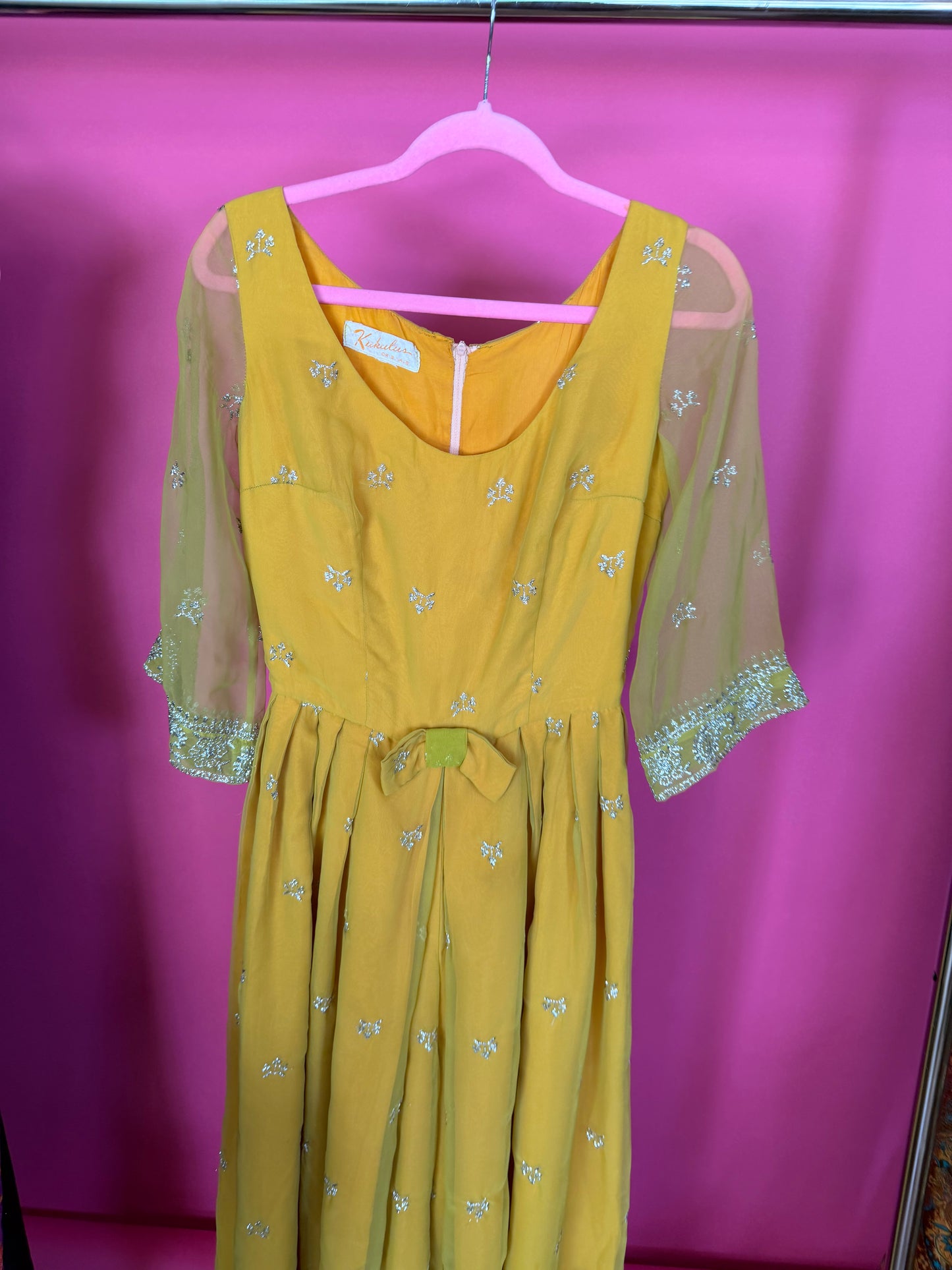 Vintage 60s Kukulus Originals Marigold Chiffon Jumpsuit Fits XS-SM
