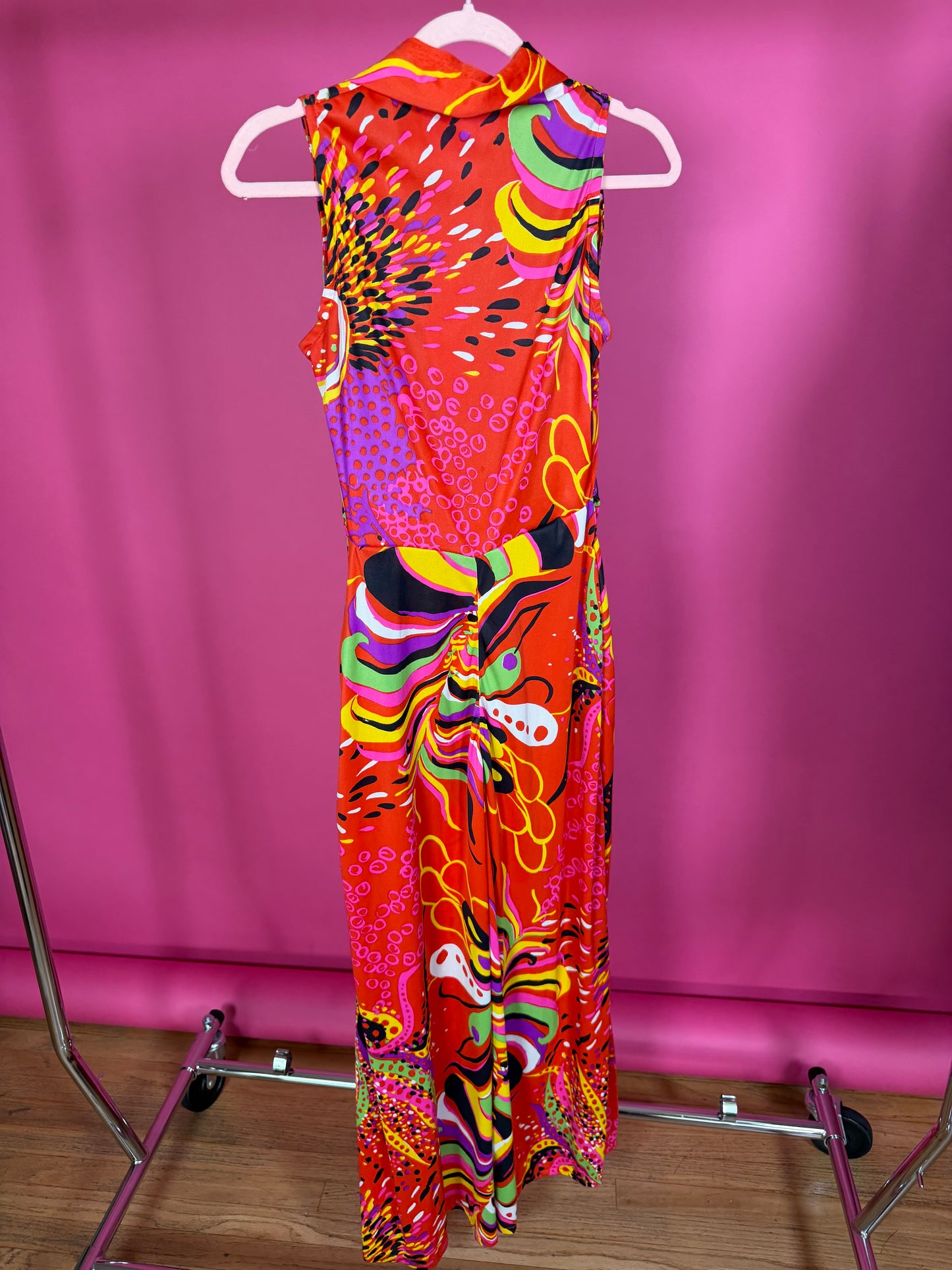 Vintage 60s Red Psychedelic Jumpsuit Fits XS-M