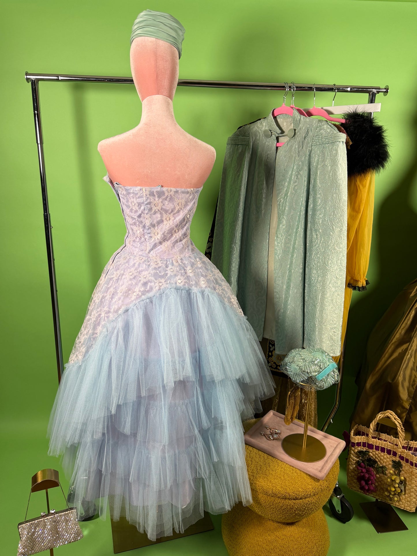 Vintage 50s Blue Ombre Cupcake Party Dress XS-SM