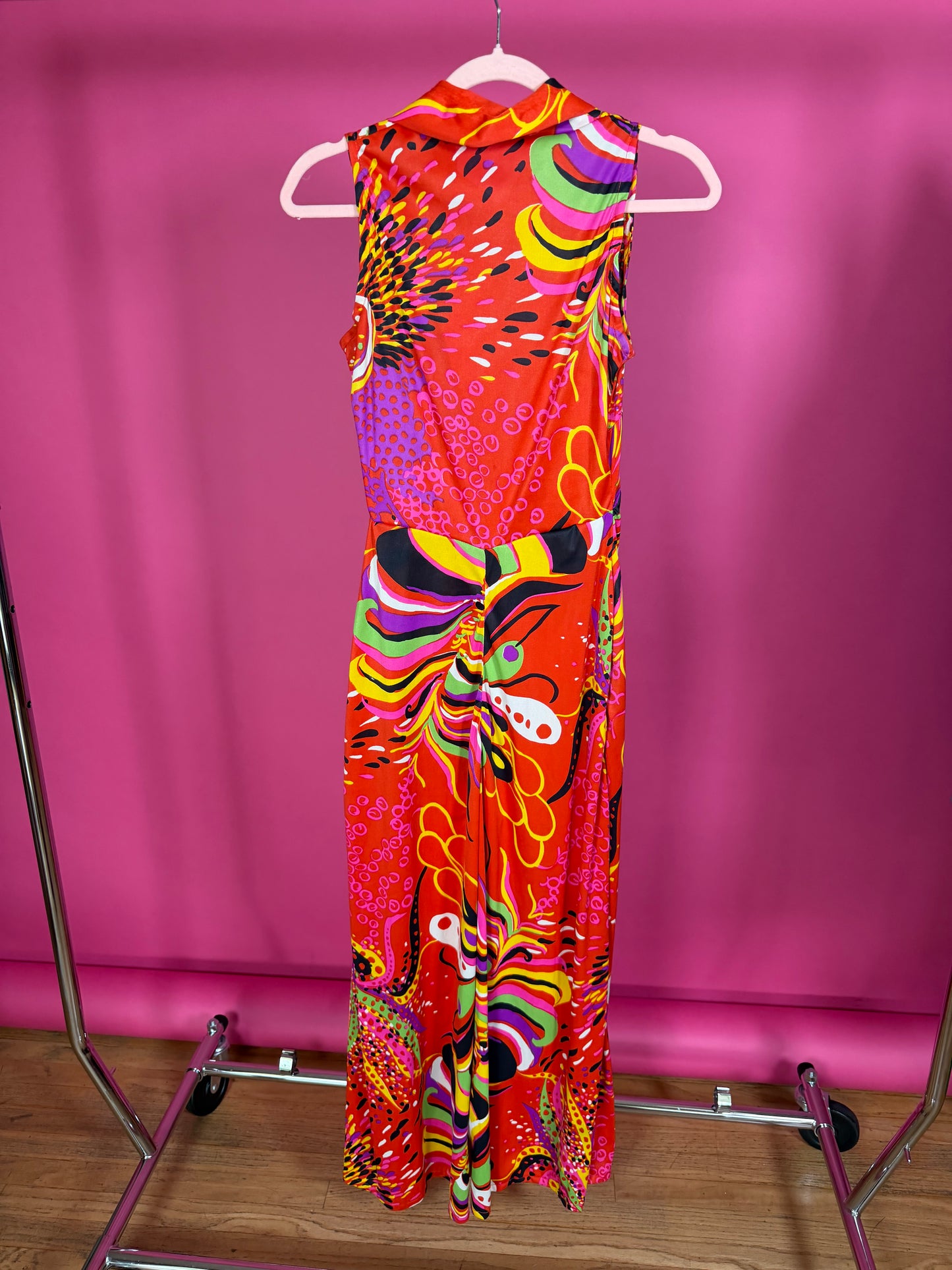 Vintage 60s Red Psychedelic Jumpsuit Fits XS-M