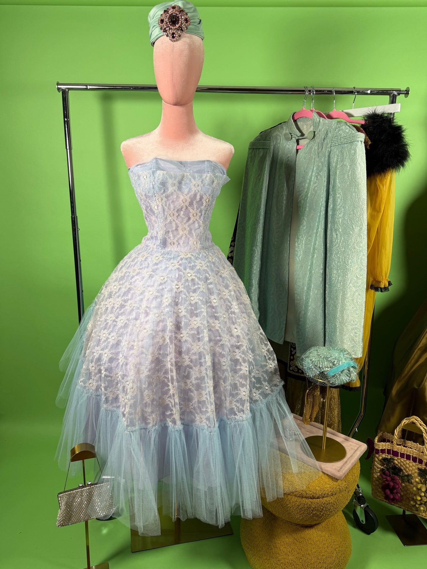 Vintage 50s Blue Ombre Cupcake Party Dress XS-SM