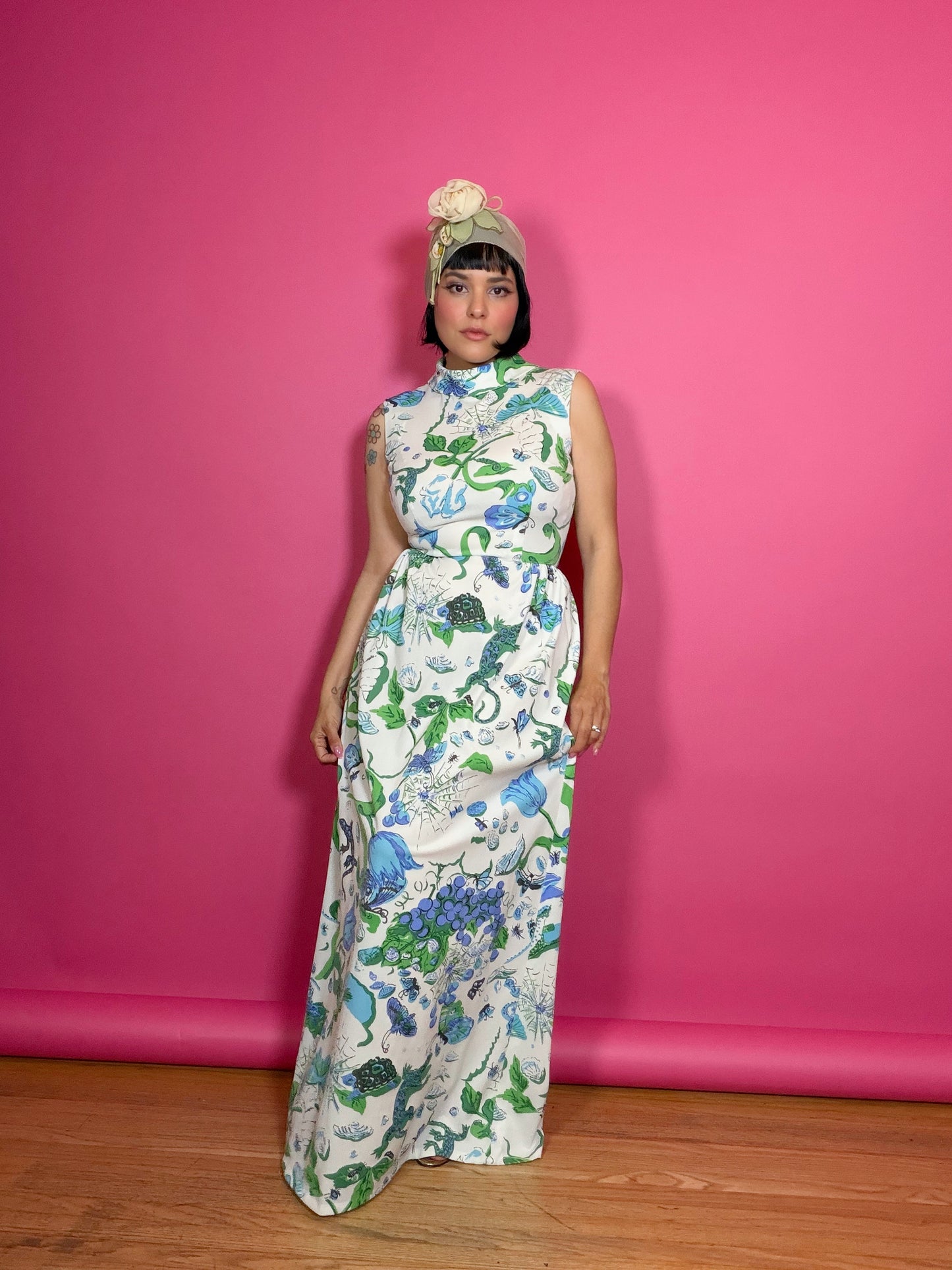 Vintage 60s “Serbin of Florida” designed by Muriel Ryan novelty print maxi Fits XS-SM